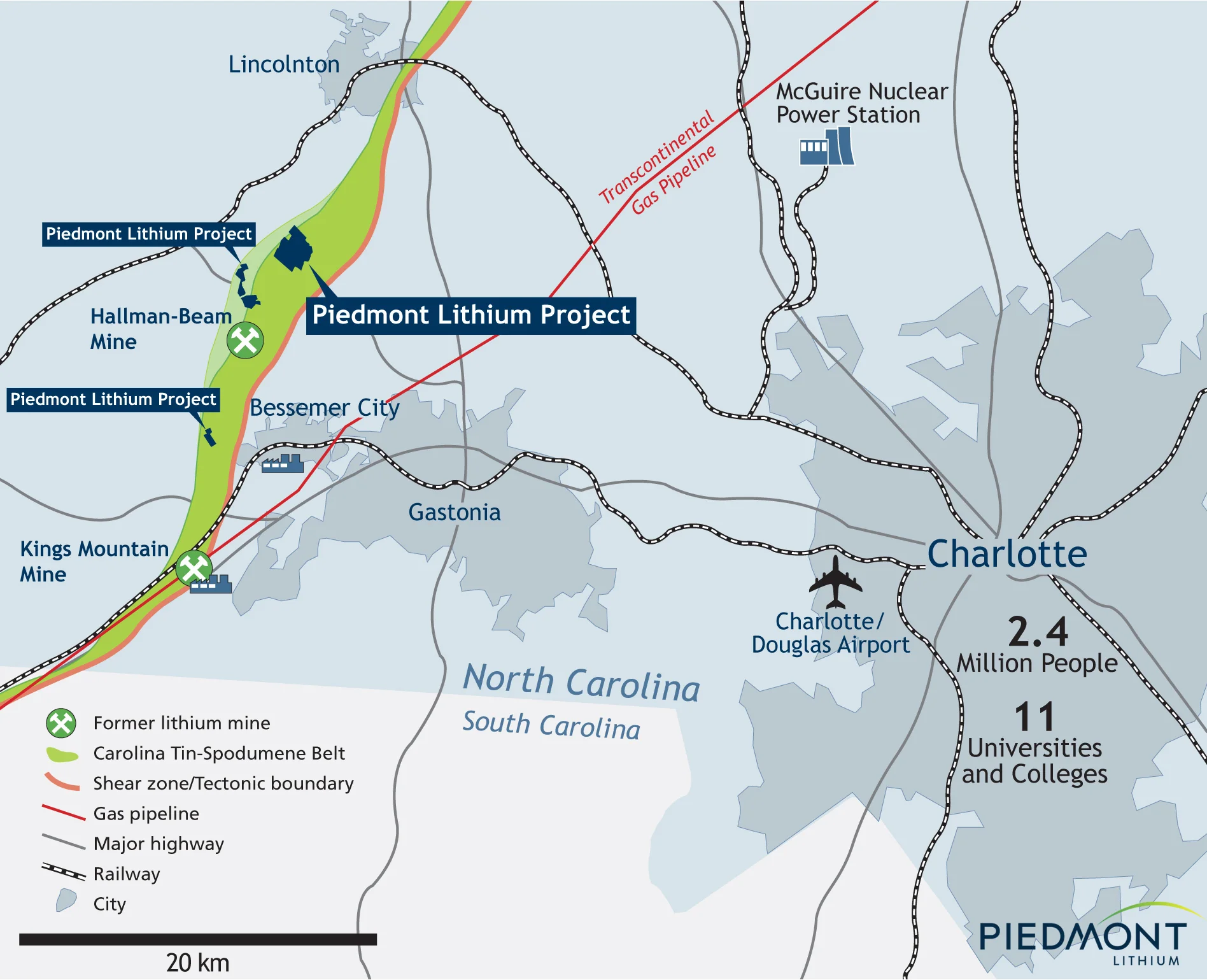 An area play and infastructure map for a mining project