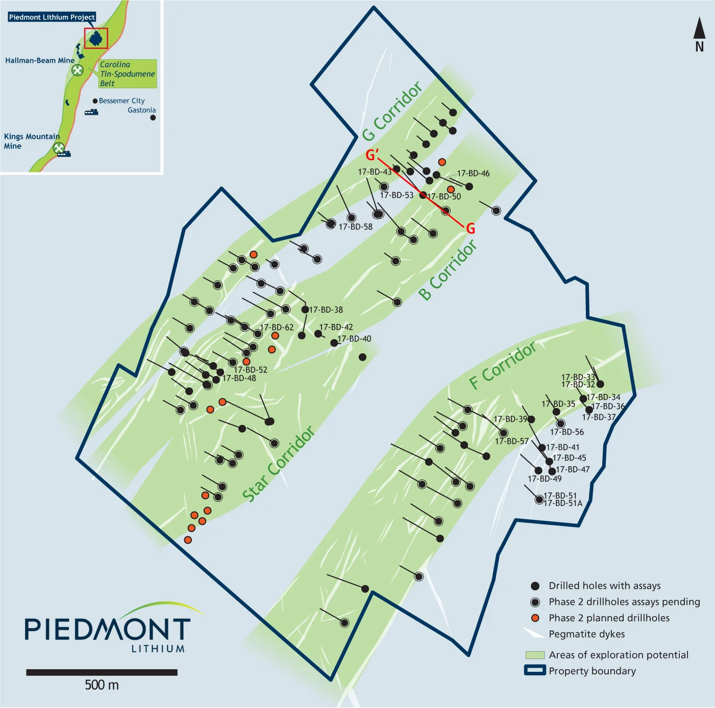 Mining project and drill plan edited to show areas of exploration potential 