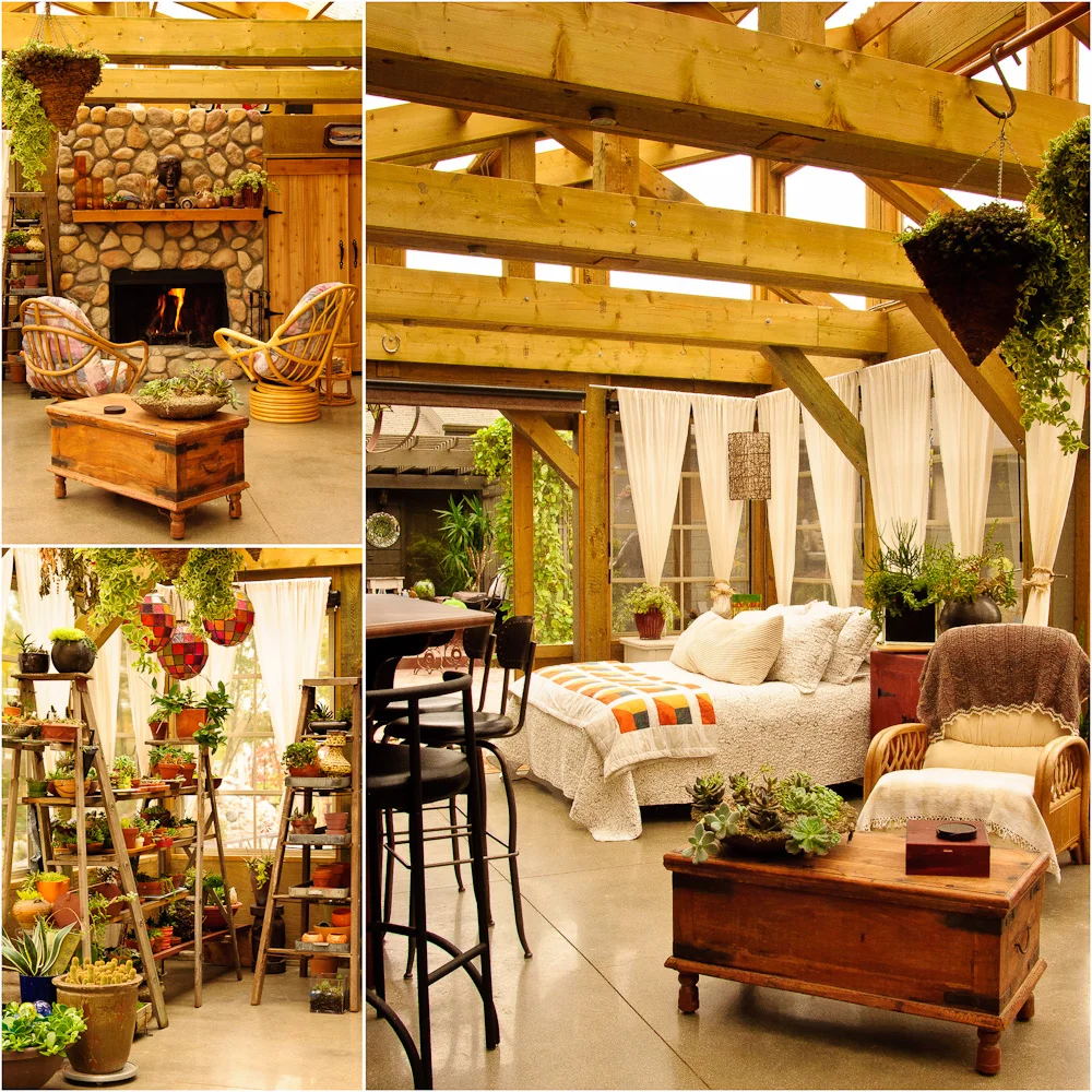 Patti Brisebois' Manitoba zone 3 garden. After years of dreaming and planning a three season sunroom, Patti's dream finally came true.