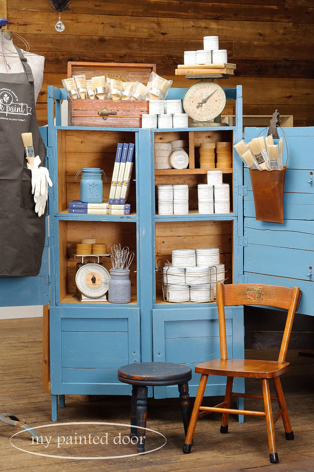 Old cabinet painted in Miss Mustard Seed's milk paint in French Enamel - via My Painted Door (.com)