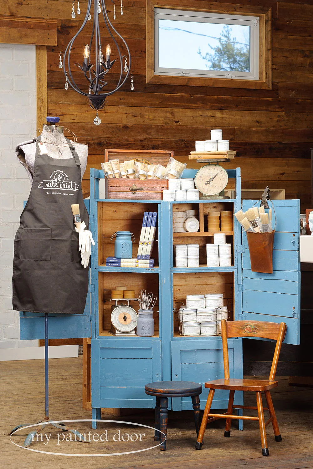 Old cabinet painted in Miss Mustard Seed's milk paint in French Enamel - via My Painted Door (.com)