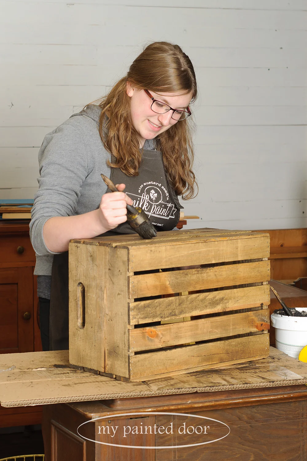 How to add character and an aged look to new wood using Miss Mustard Seed's Antiquing Wax - via My Painted Door (.com)