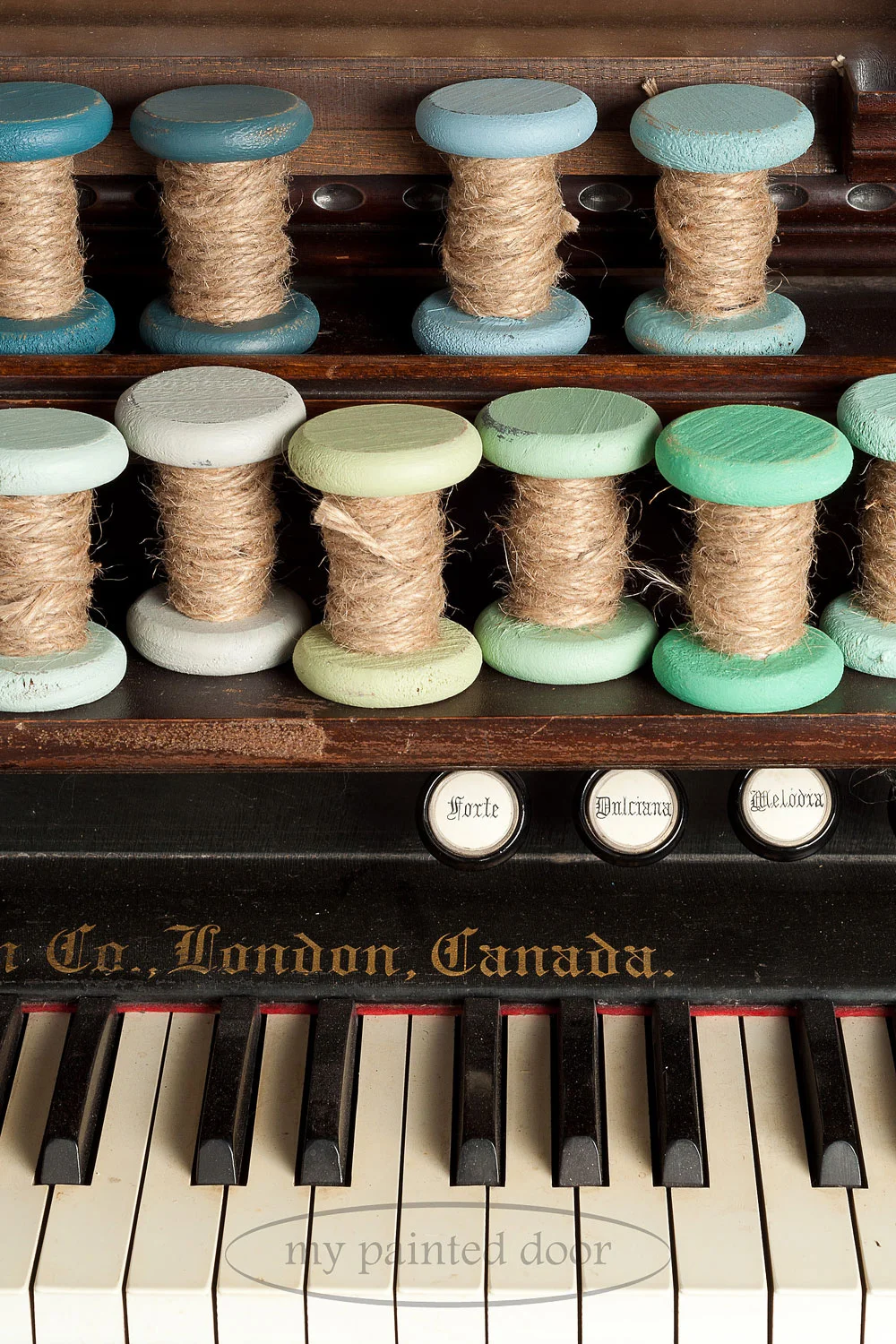 Wooden spools painted in Fusion Mineral Paint