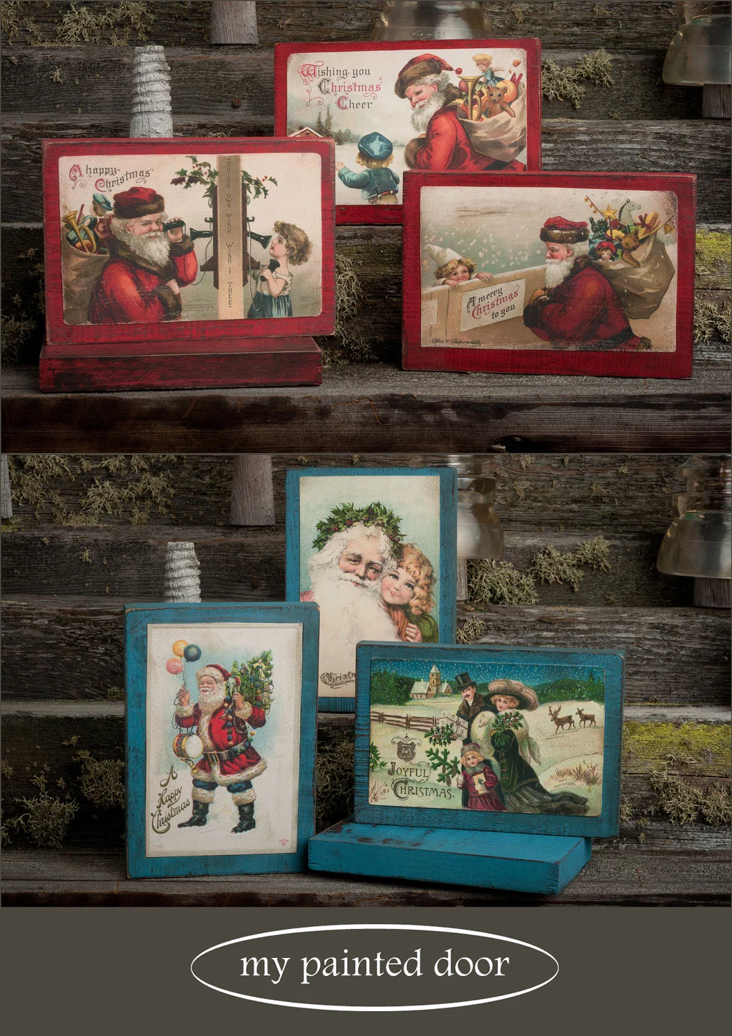 Miss Mustard Seed's Milk Paint Workshop - Set of three vintage postcard blocks