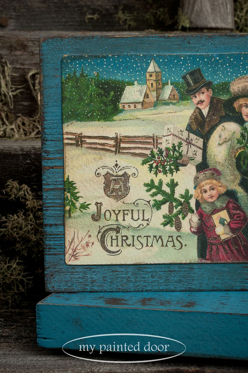 Miss Mustard Seed's Milk Paint Workshop - Set of three vintage postcard blocks