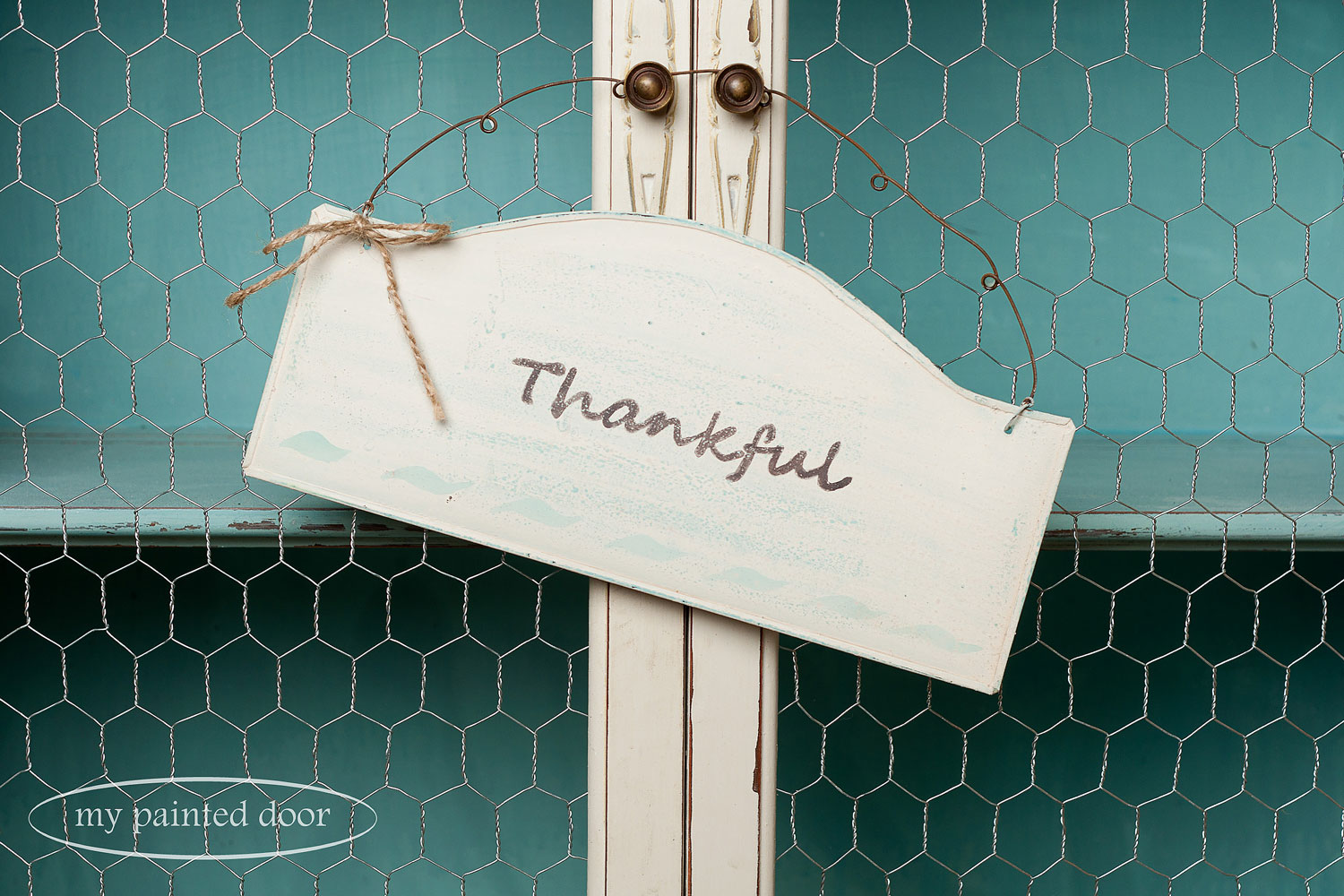 Sign painted in Miss Mustard Seed's Milk Paint in Eulalie's Sky and Marzipan