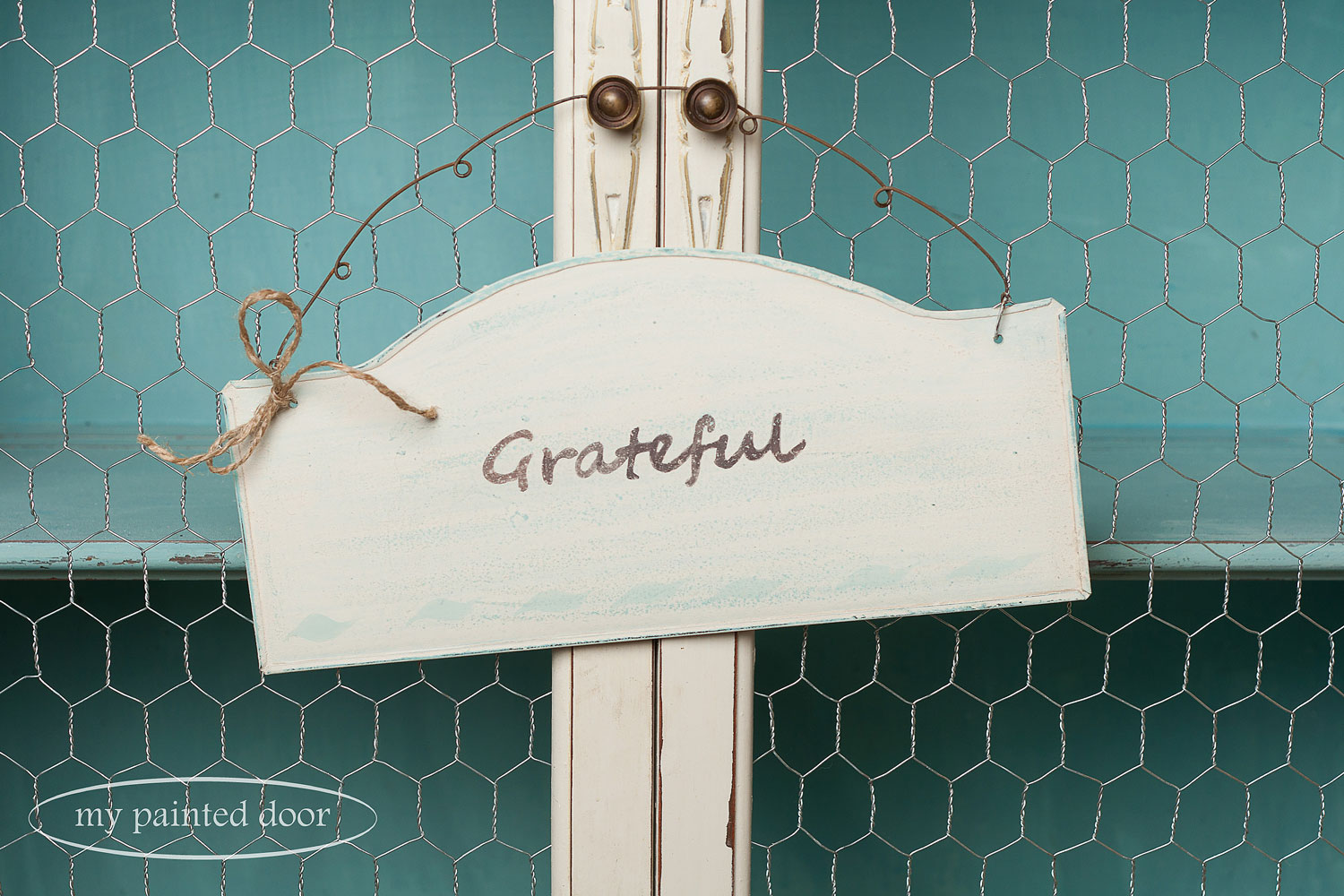 Sign painted in Miss Mustard Seed's Milk Paint in Eulalie's Sky and Marzipan