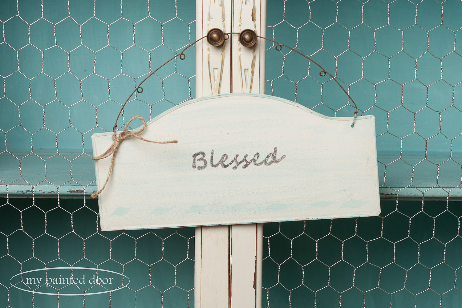 Sign painted in Miss Mustard Seed's Milk Paint in Eulalie's Sky and Marzipan