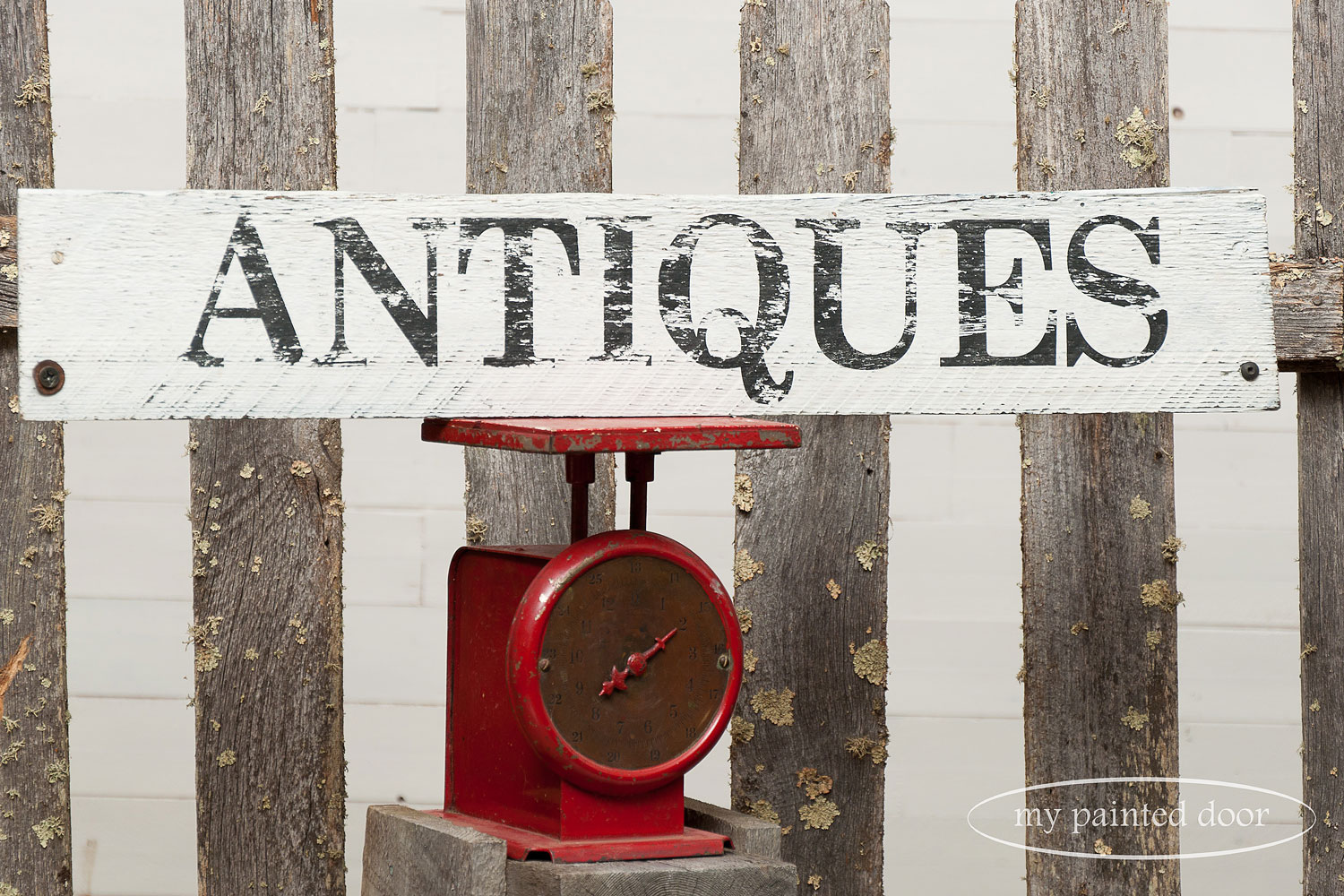 Sign painted in milk paint and lettering using Fusion Transfer Gel