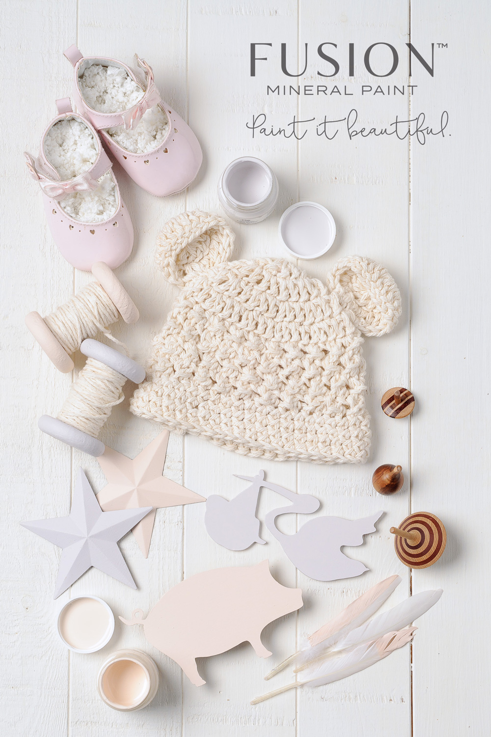 Photo collage ▪ Little Piggy and Little Stork from the Jennylyn's Tones for Totes Collection of Fusion Mineral Paint.