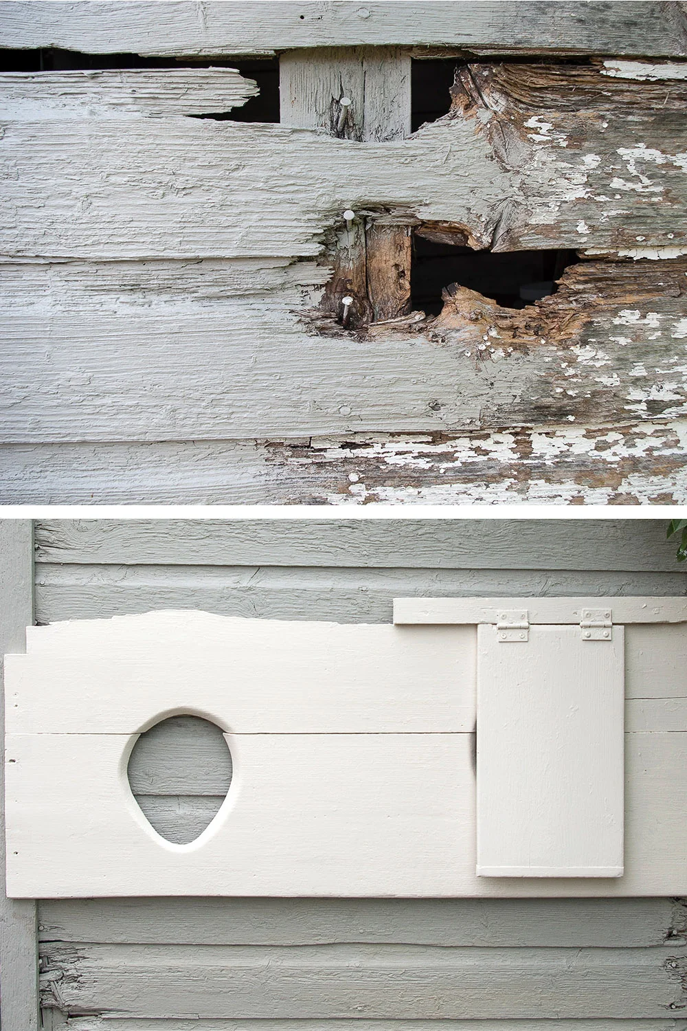 Fusion Mineral Paint makeover ▪ An outhouse turned into a garden shed.
