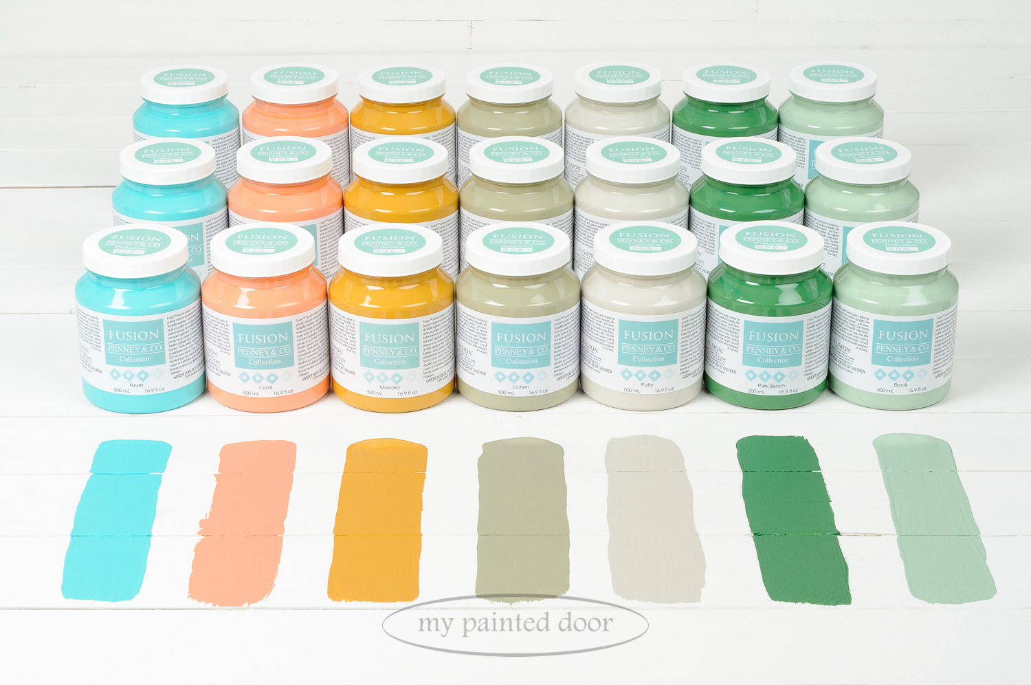 13 New Fusion Mineral Paint colours to choose from! Here are seven new colours in the Penney and Co. Collection. Available at My Painted Door!