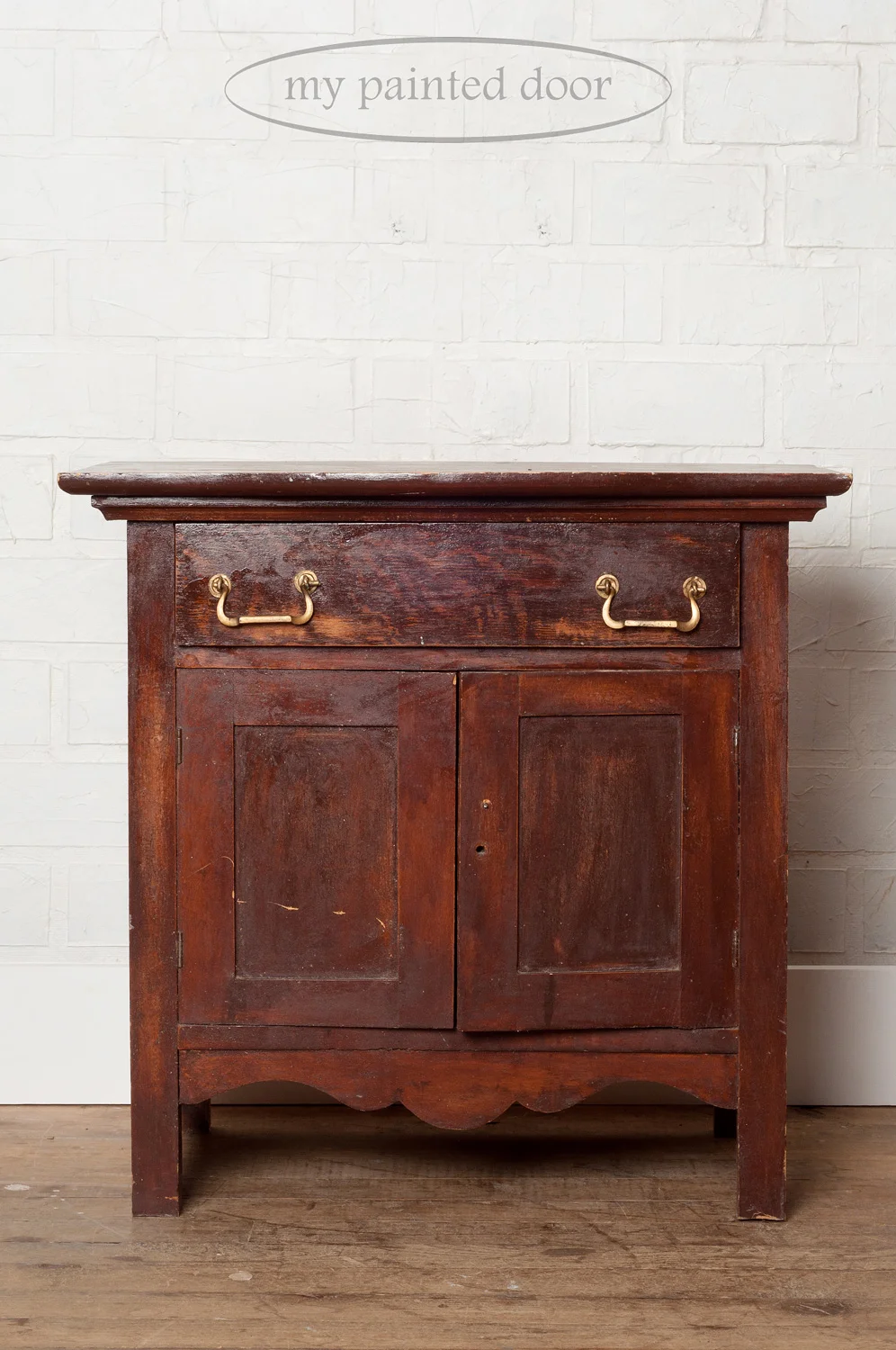 Before photo of a washstand painted in the colour Cranberry - Fusion Mineral Paint