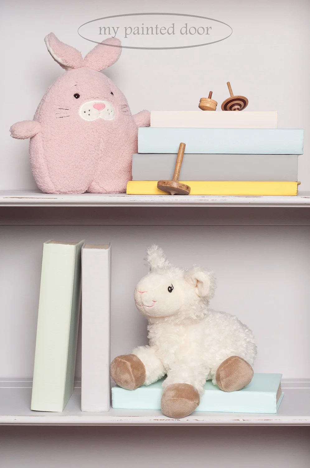 The books on this hutch are painted in all the colours in the Jennylyn's Tones for Tots Collection - Fusion Mineral Paint