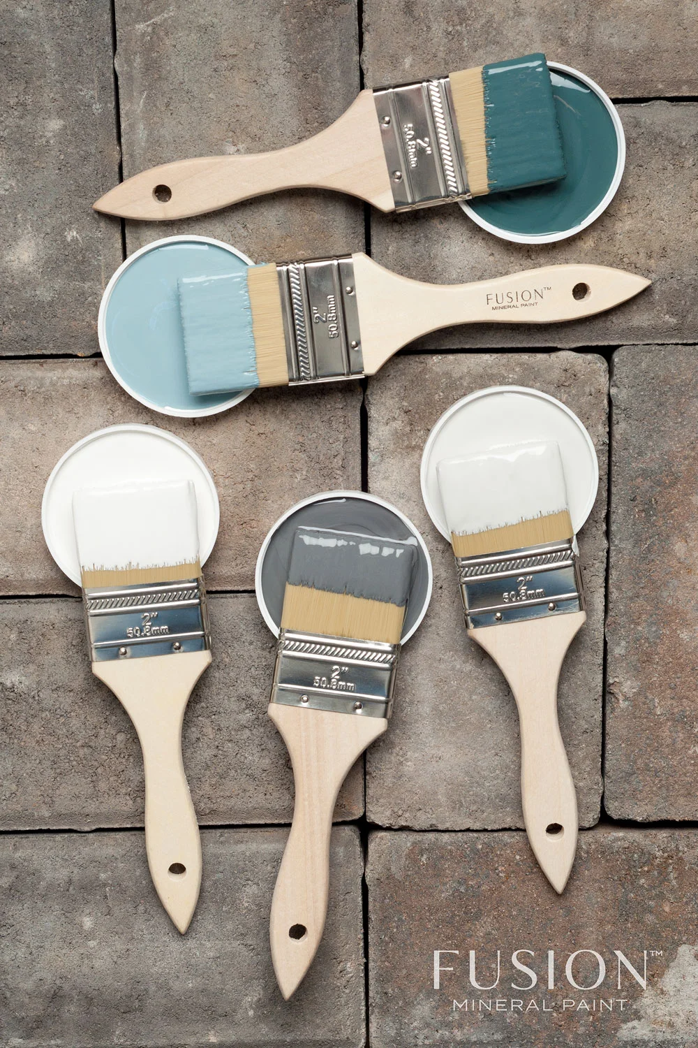 Fusion Mineral Paint - great colour combinations using Homestead Blue, Champness, Picket Fence, Soapstone and Lamp White