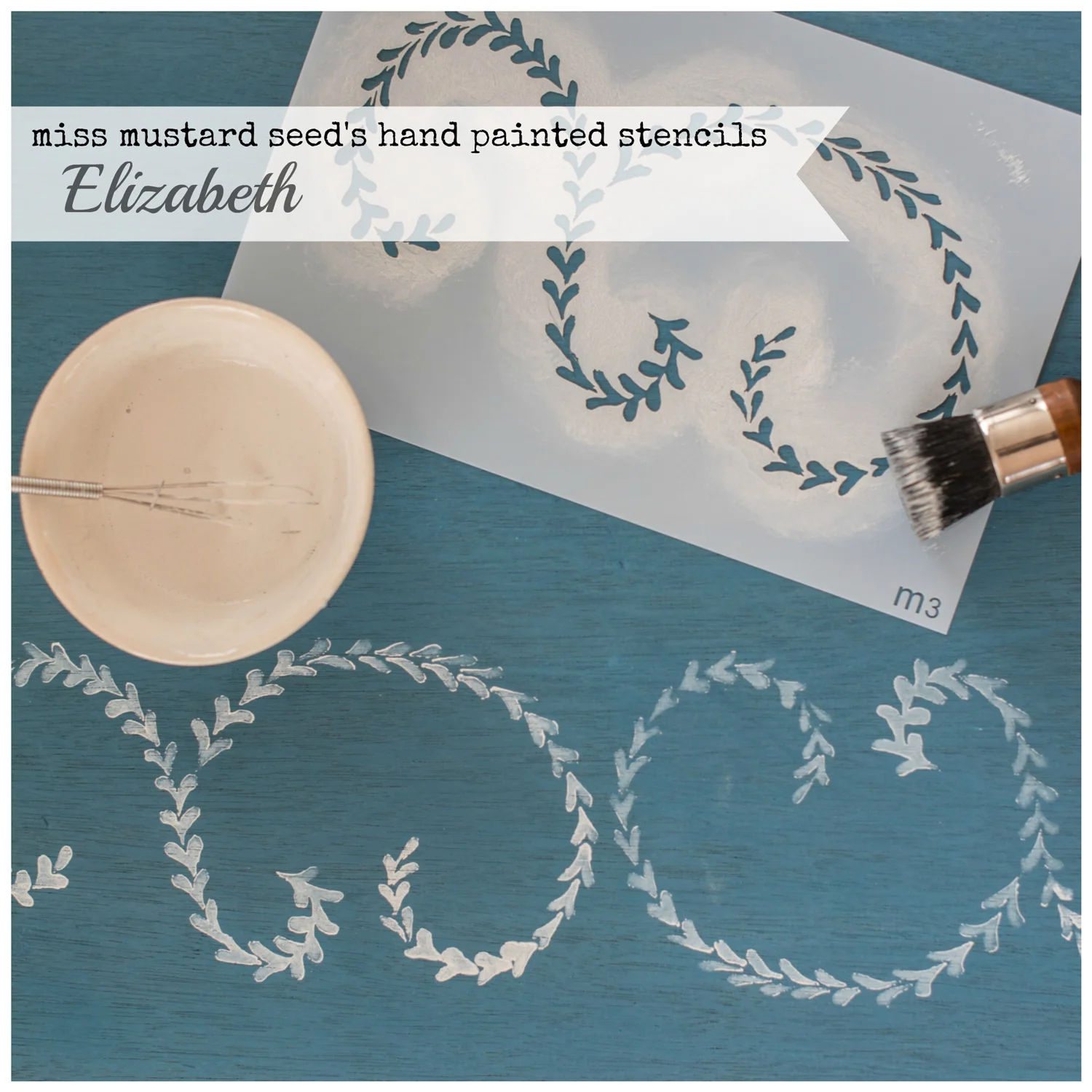 Miss Mustard Seed's hand painted stencils are available at My Painted Door. This stencil is the Elizabeth design.
