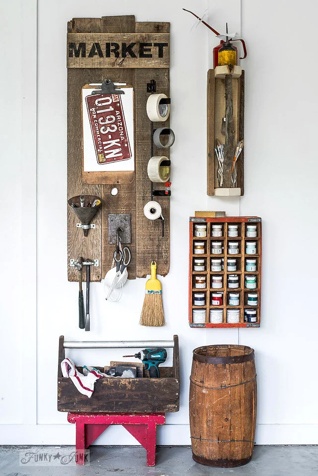 Farmer's Market stencilled on salvaged wood. Funky Junk's Old Sign Stencils are available at My Painted Door.