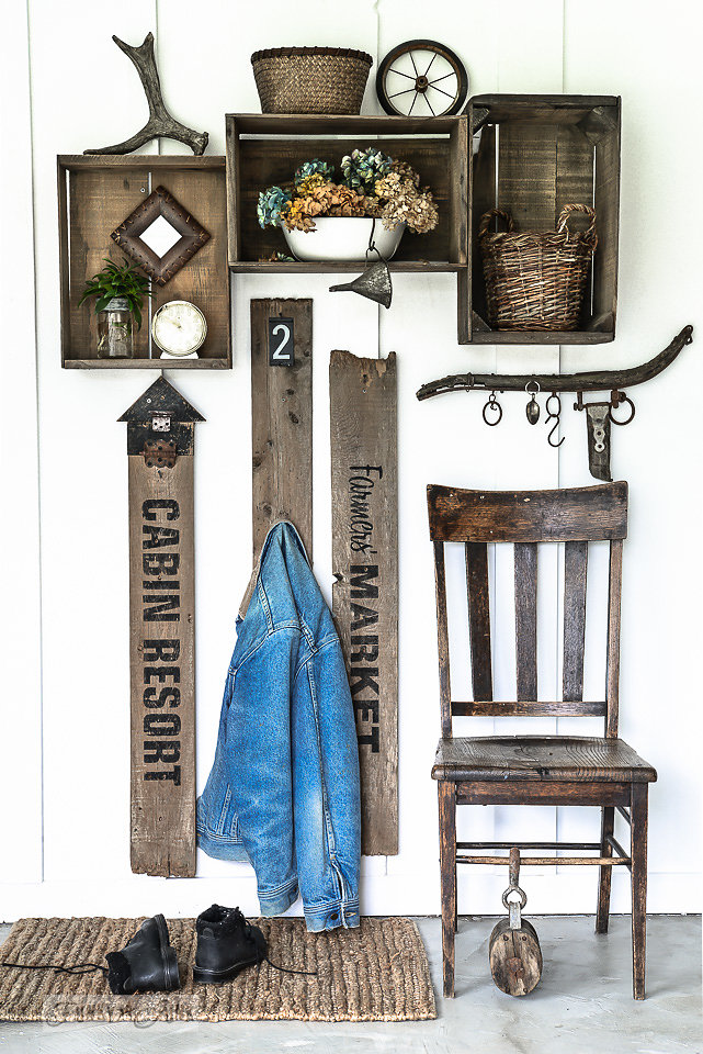 Farmer's Market stencilled on salvaged wood. Funky Junk's Old Sign Stencils are available at My Painted Door.