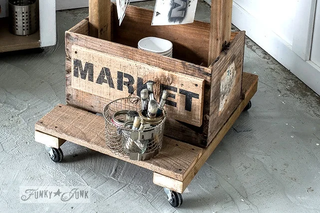 Farmer's Market stencilled on salvaged wood. Funky Junk's Old Sign Stencils are available at My Painted Door.