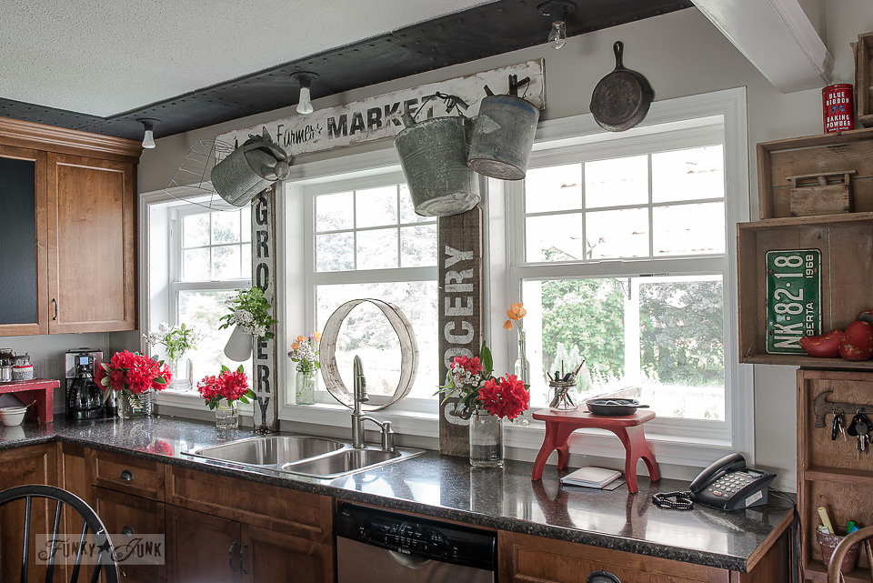 This grocery sign is perfect for any kitchen. Funky Junk's Old Sign Stencils are available at My Painted Door.