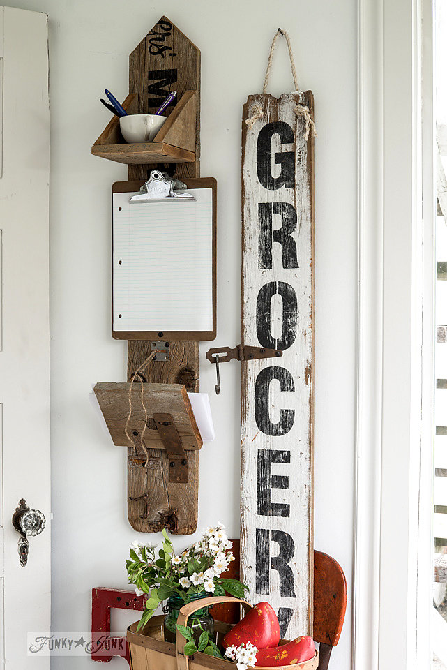 This grocery sign is perfect for any kitchen. Funky Junk's Old Sign Stencils are available at My Painted Door.