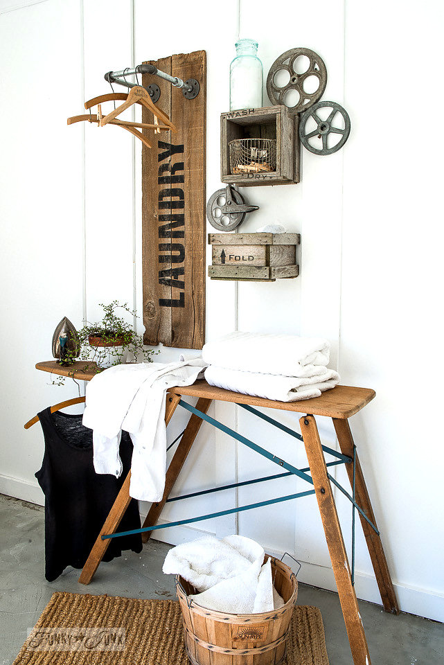 Buy Funky Junk's Old Sign Stencils on-line at My Painted Door. Laundry stencil on salvaged wood.