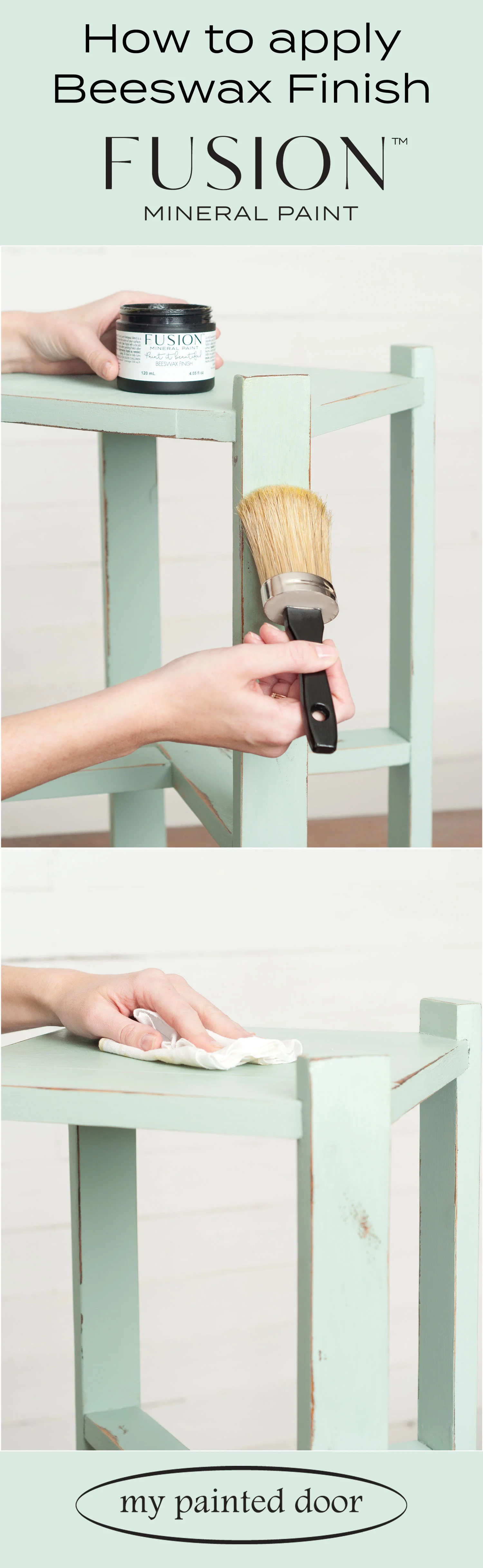 Tips for applying Fusion Mineral Paint Beeswax Finish to your painted furniture. This table is painted in the colour Inglenook.