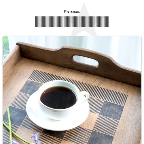 Wood tray stenciled with Funky Junk Interiors - Old Sign Stencils. Stencils used are Buffalo Check and Fringe.