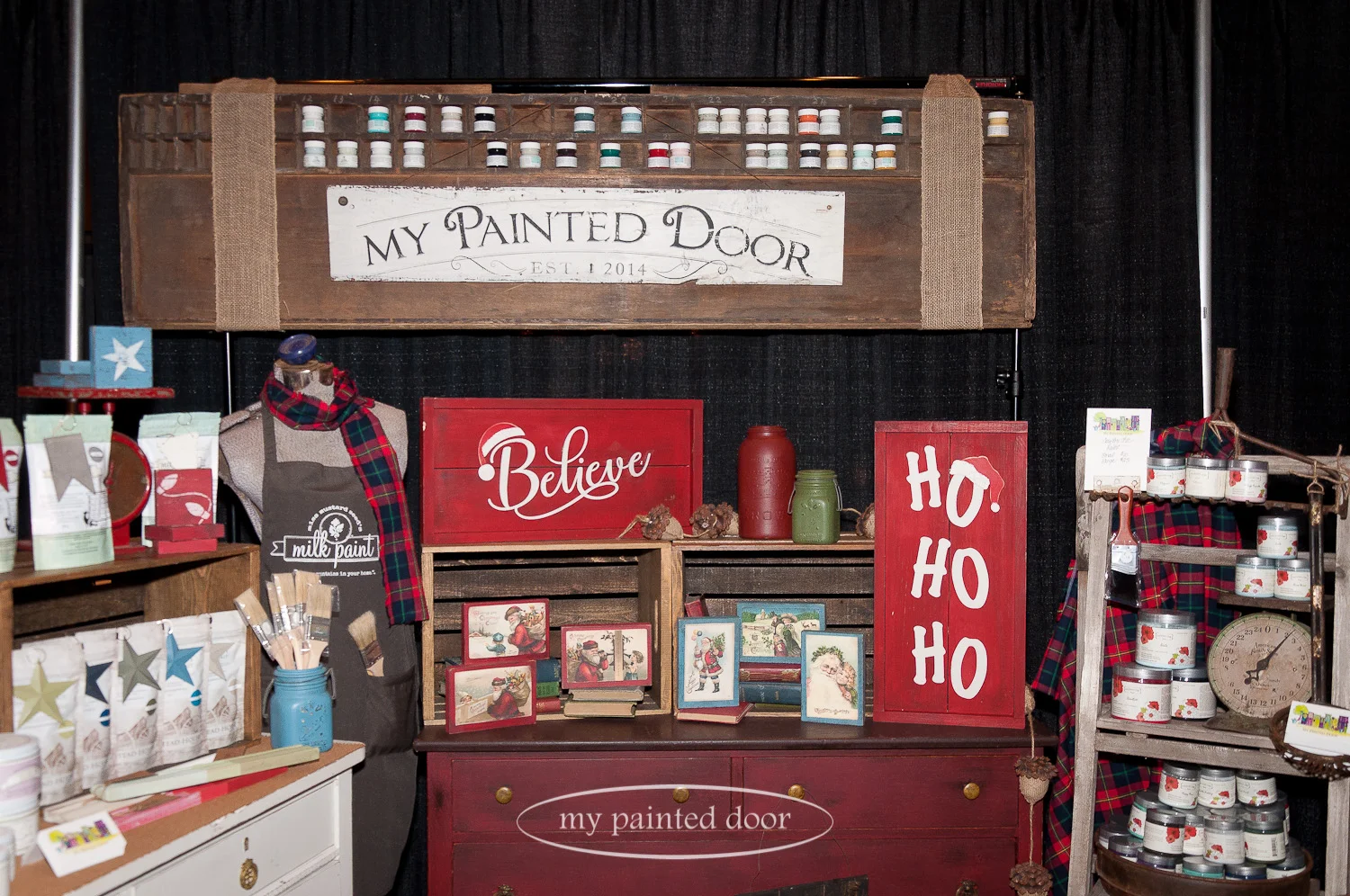 Our Christmas booth at the Valhalla Inn - 'tis the Season Show. We had our paint workshops on display and also showcased the beautiful paints we sell - Fusion Mineral Paint, Miss Mustard Seed's Milk Paint and Homestead House Milk Paint.