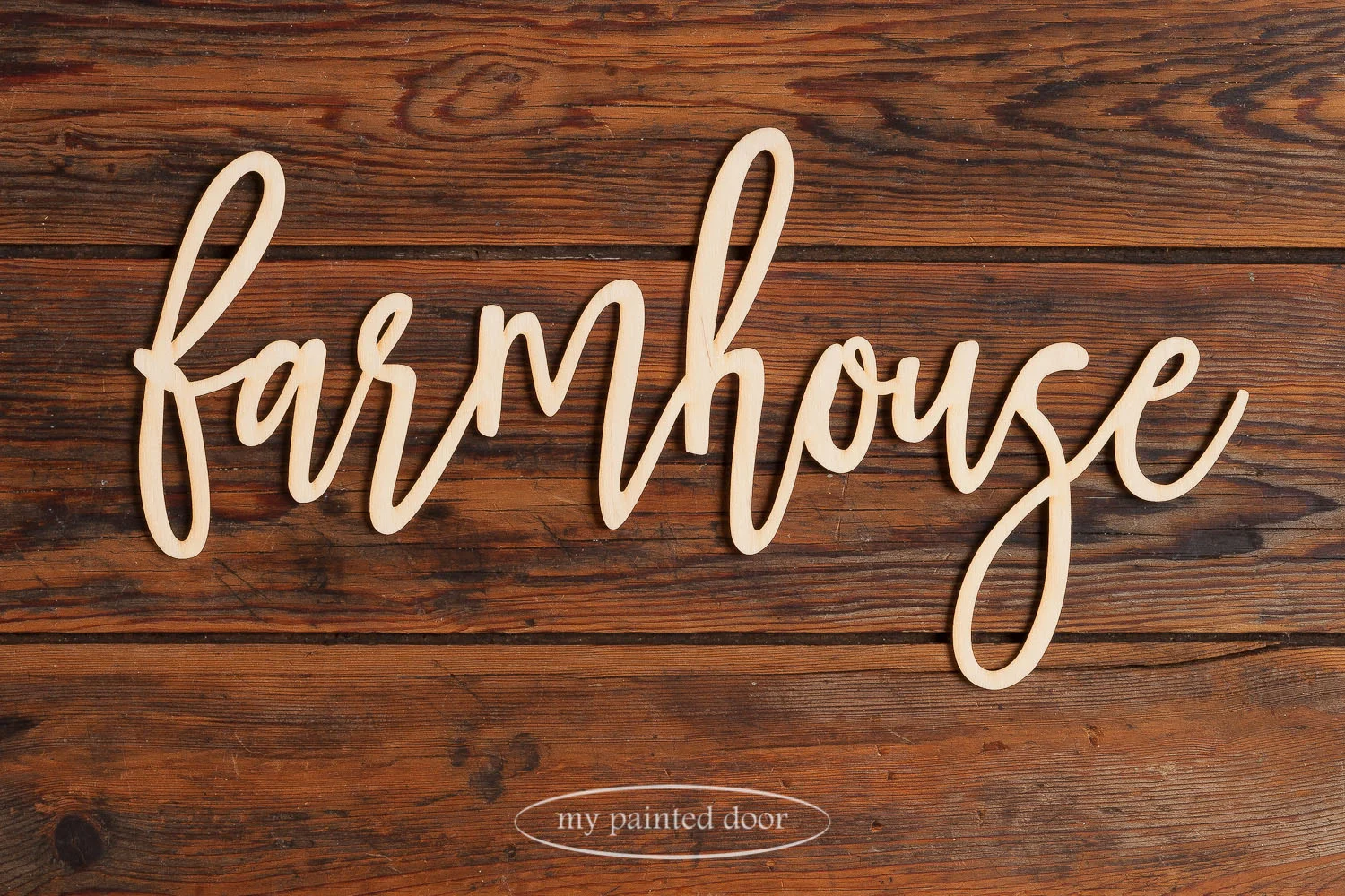Laser cut word - farmhouse - available online at My Painted Door