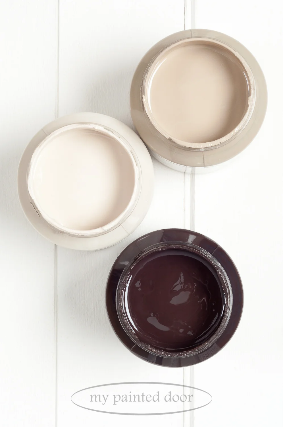 Fusion Mineral Paint Algonquin, Cathedral Taupe and Chocolate.