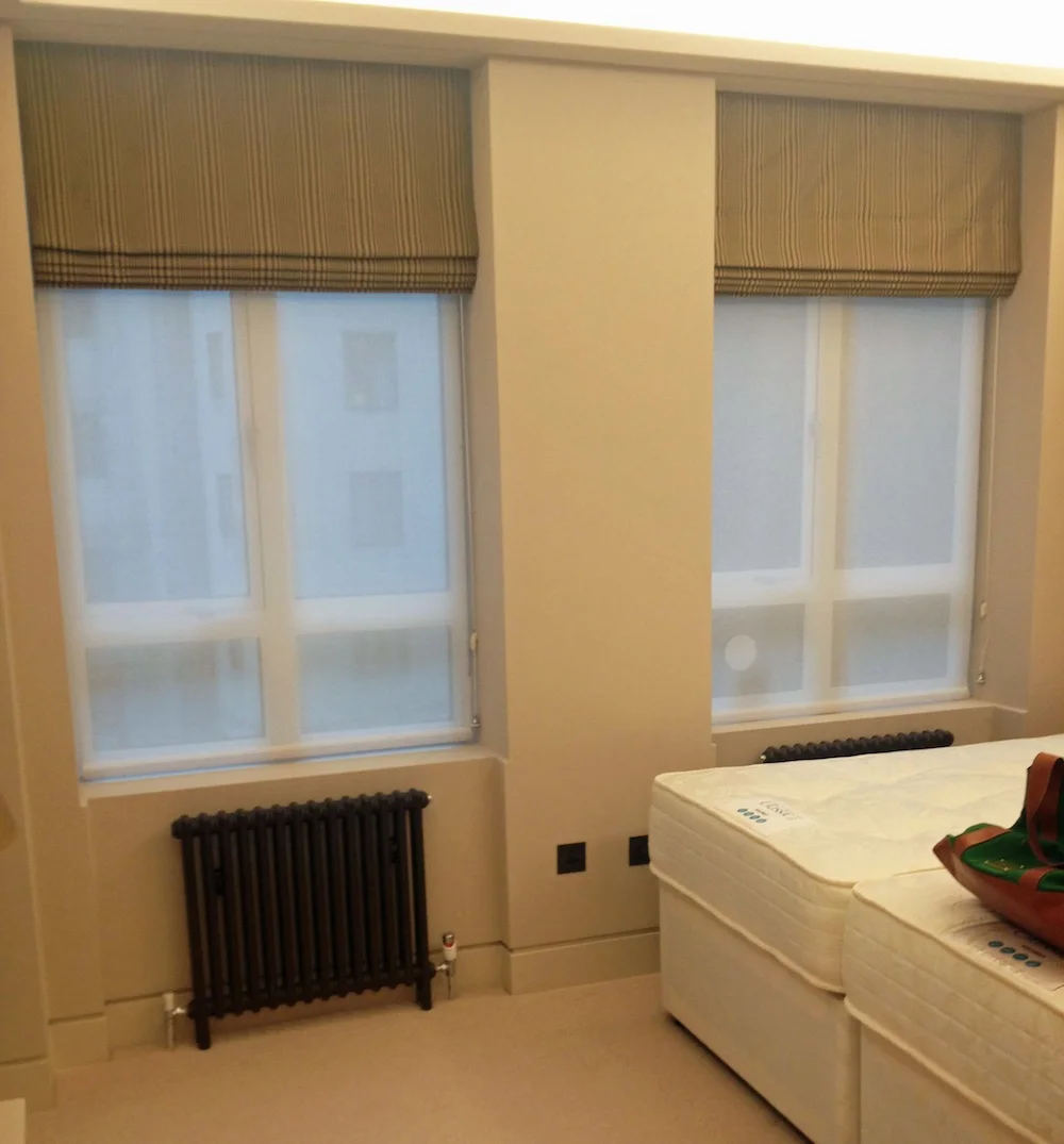 Roman Blind with sheer roller blinds