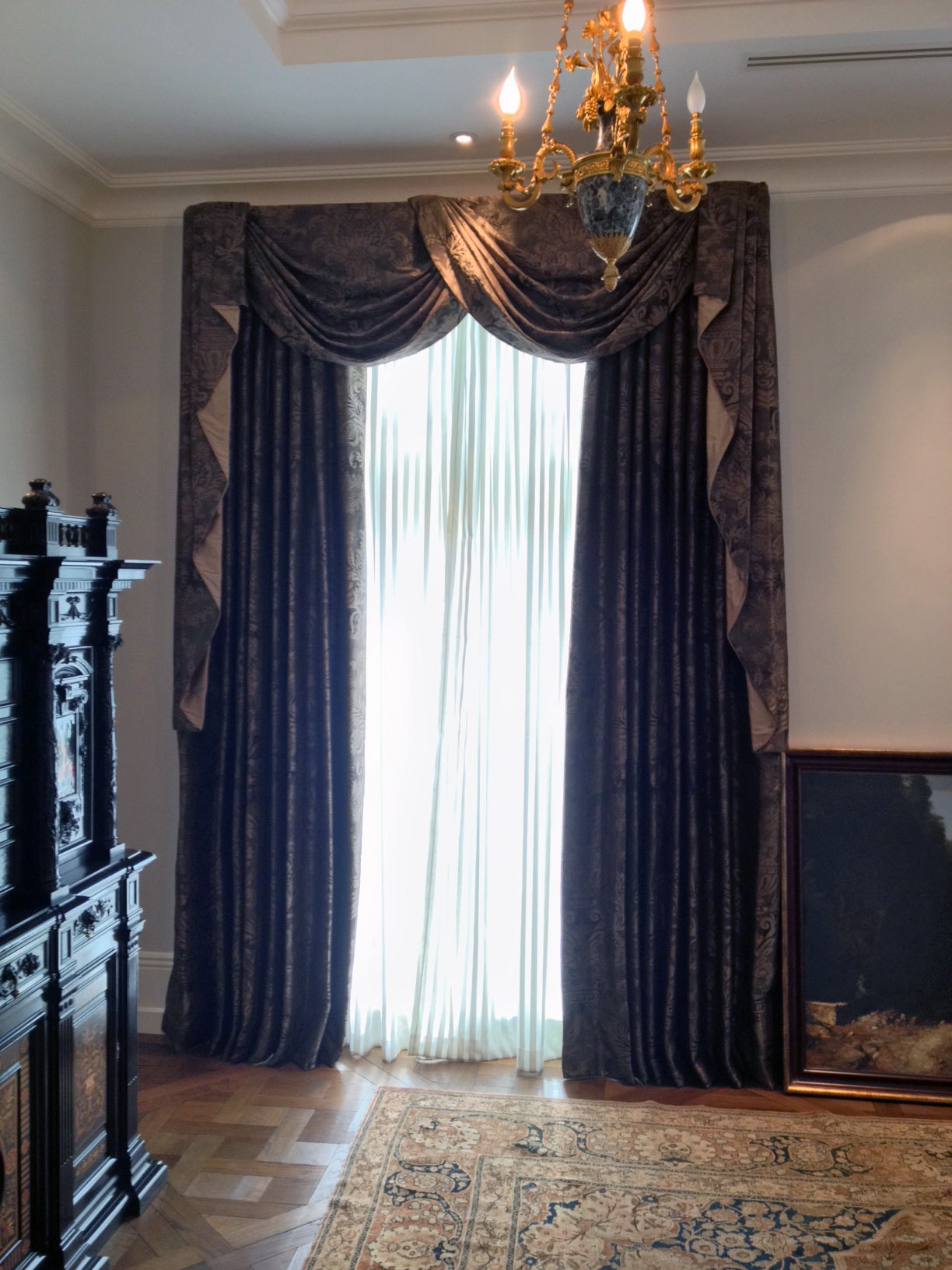 Curtains with swags & tails- no trimming