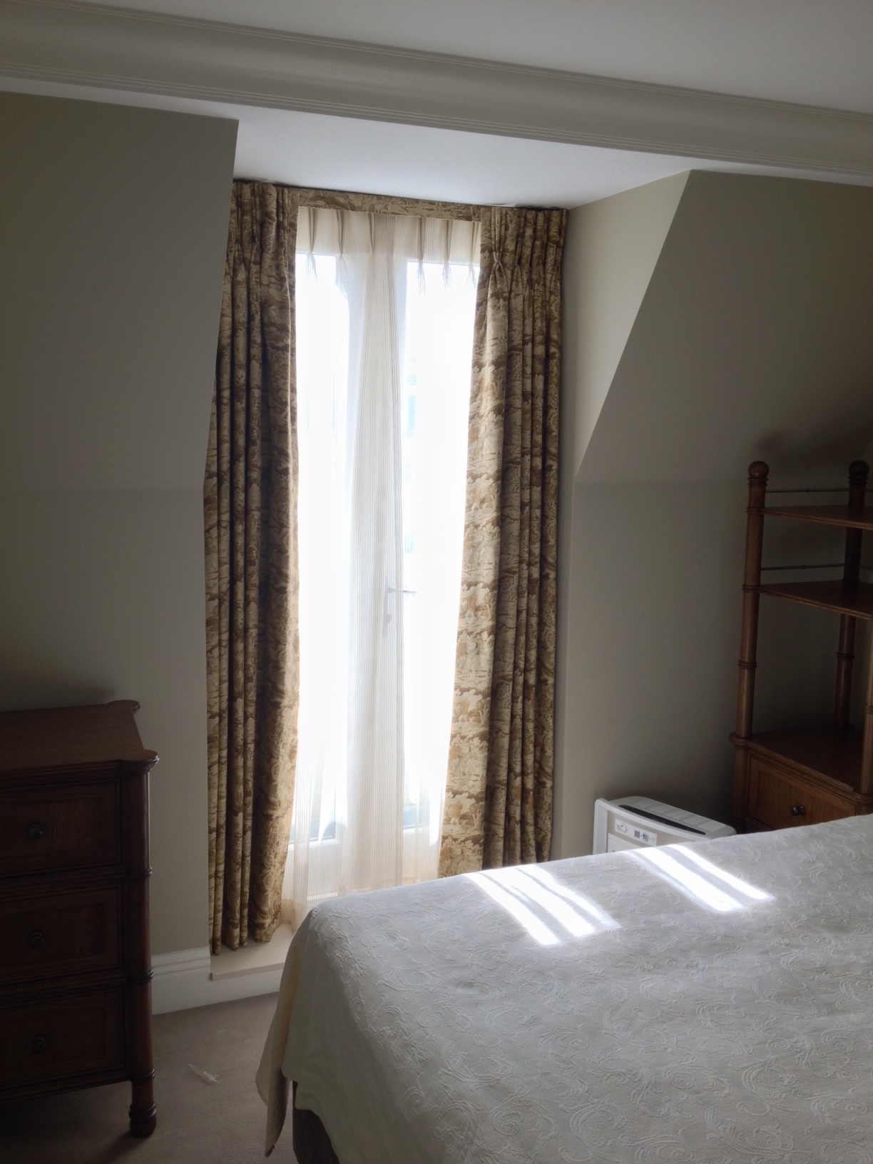 Curtains on covered lath