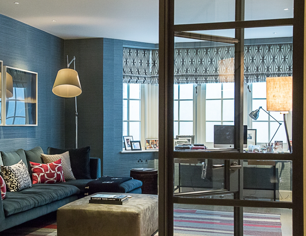 Roman blinds in bay window