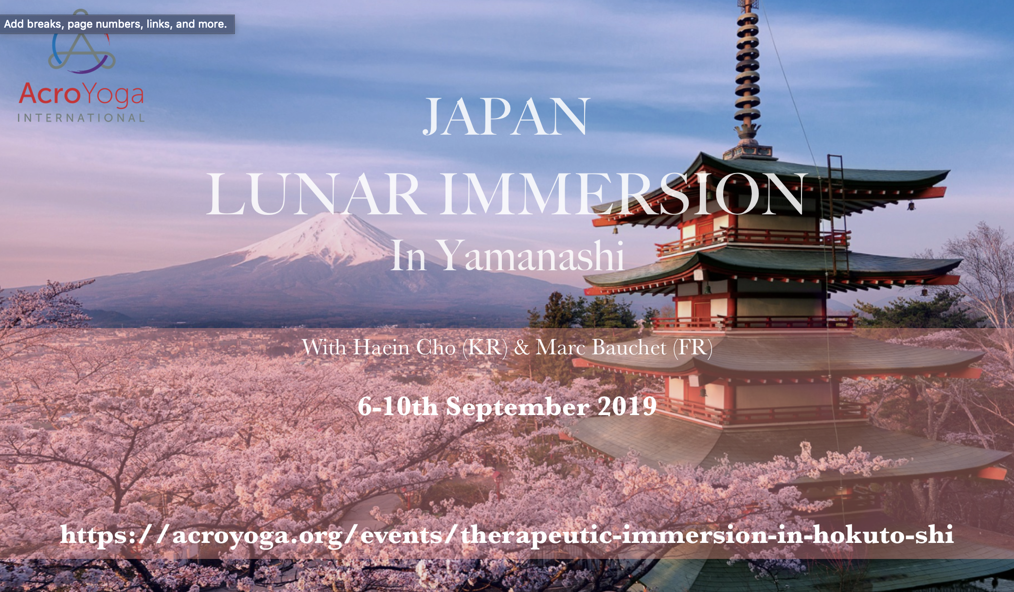 Japan Acroyoga Lunar Immersion 6-10th Sep