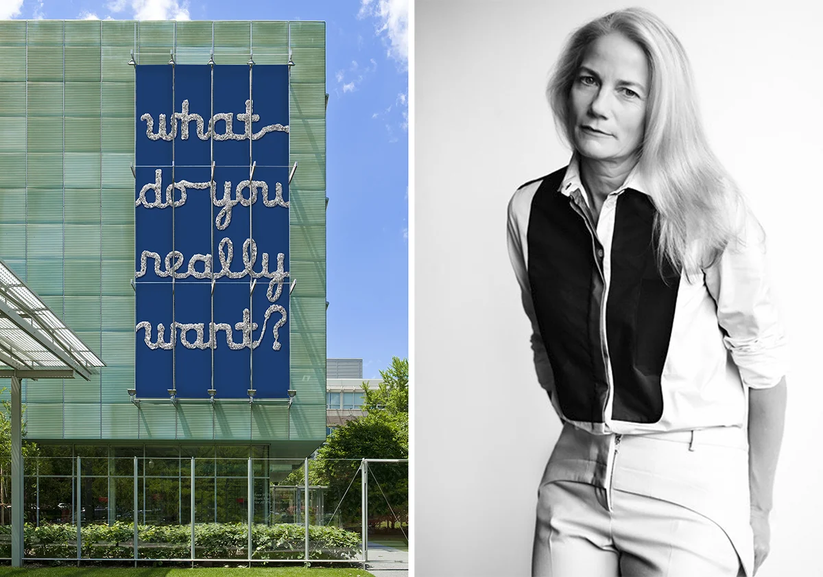 From left: ‘What Do You Really Want?’ installation rendering; artist Rachel Perry Welty / Courtesy of Isabella Stewart Gardner Museum