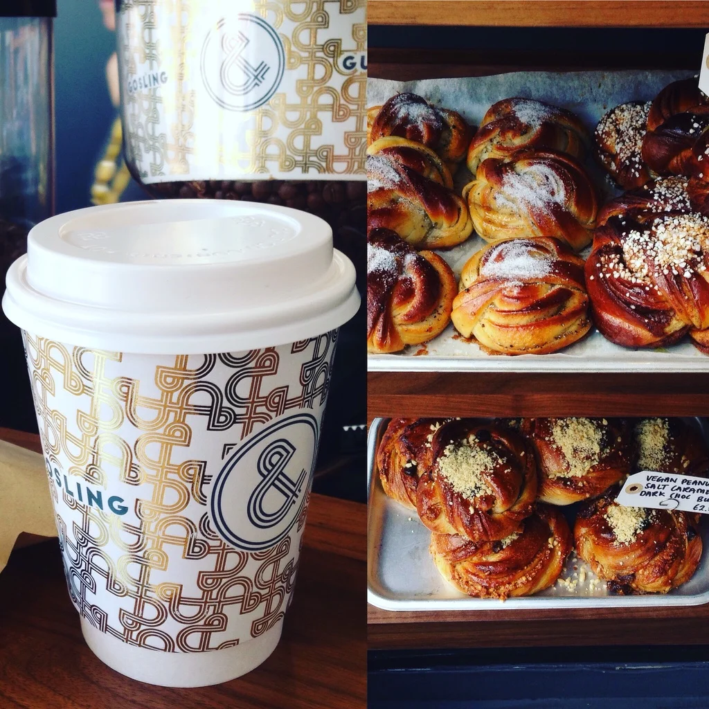 Lovely coffee and buns at Gosling and Guzman. And their takeaway cups are so pretty!