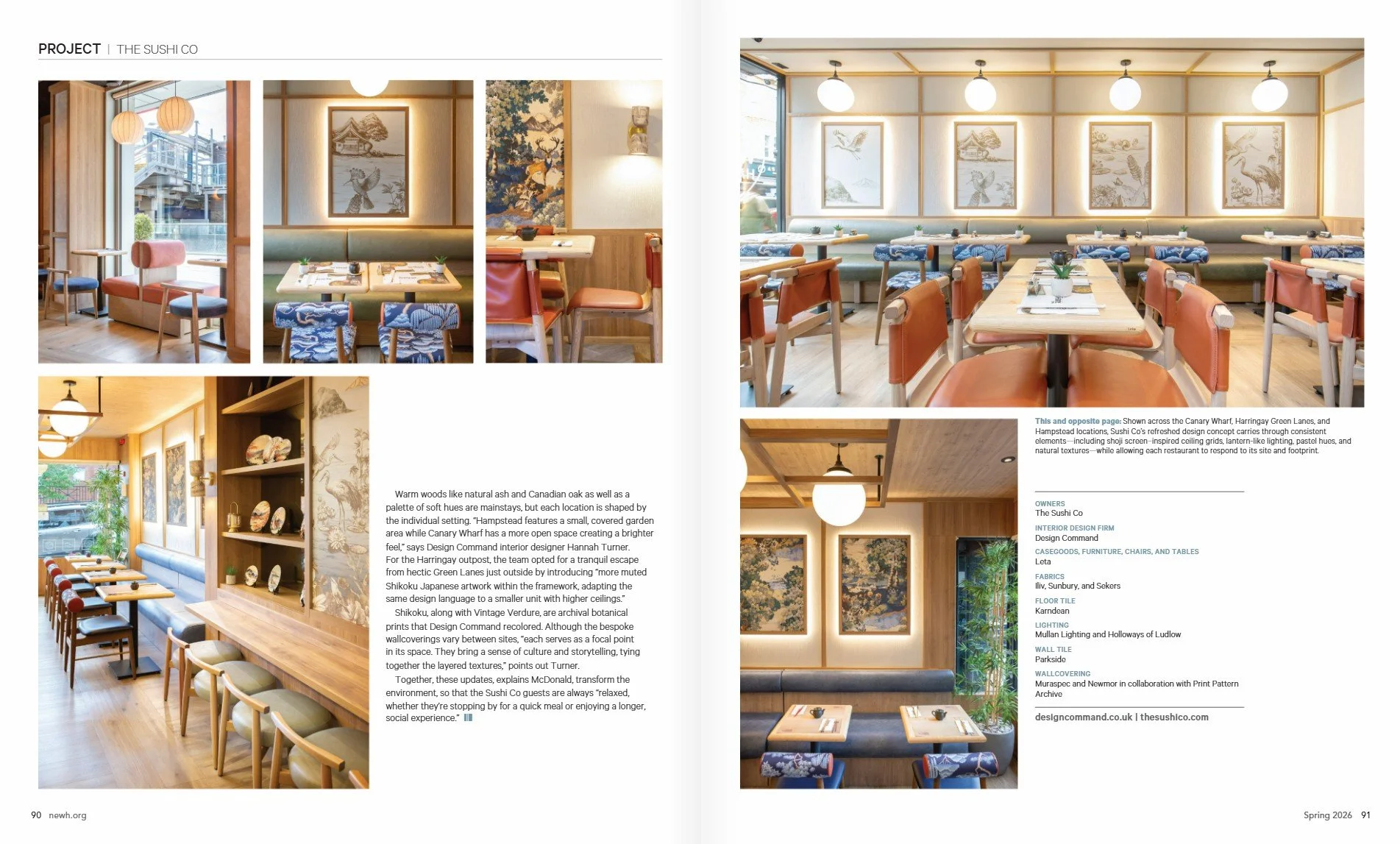 We're delighted to be featured in the NEWH Spring 2026 Edition, focusing on various sites that we have completed for The Sushi Co 🍣🍥

Link in our story &amp; website to read the full article!

#newhuk #NEWH #sushirestaurant #hospitalitydesigners