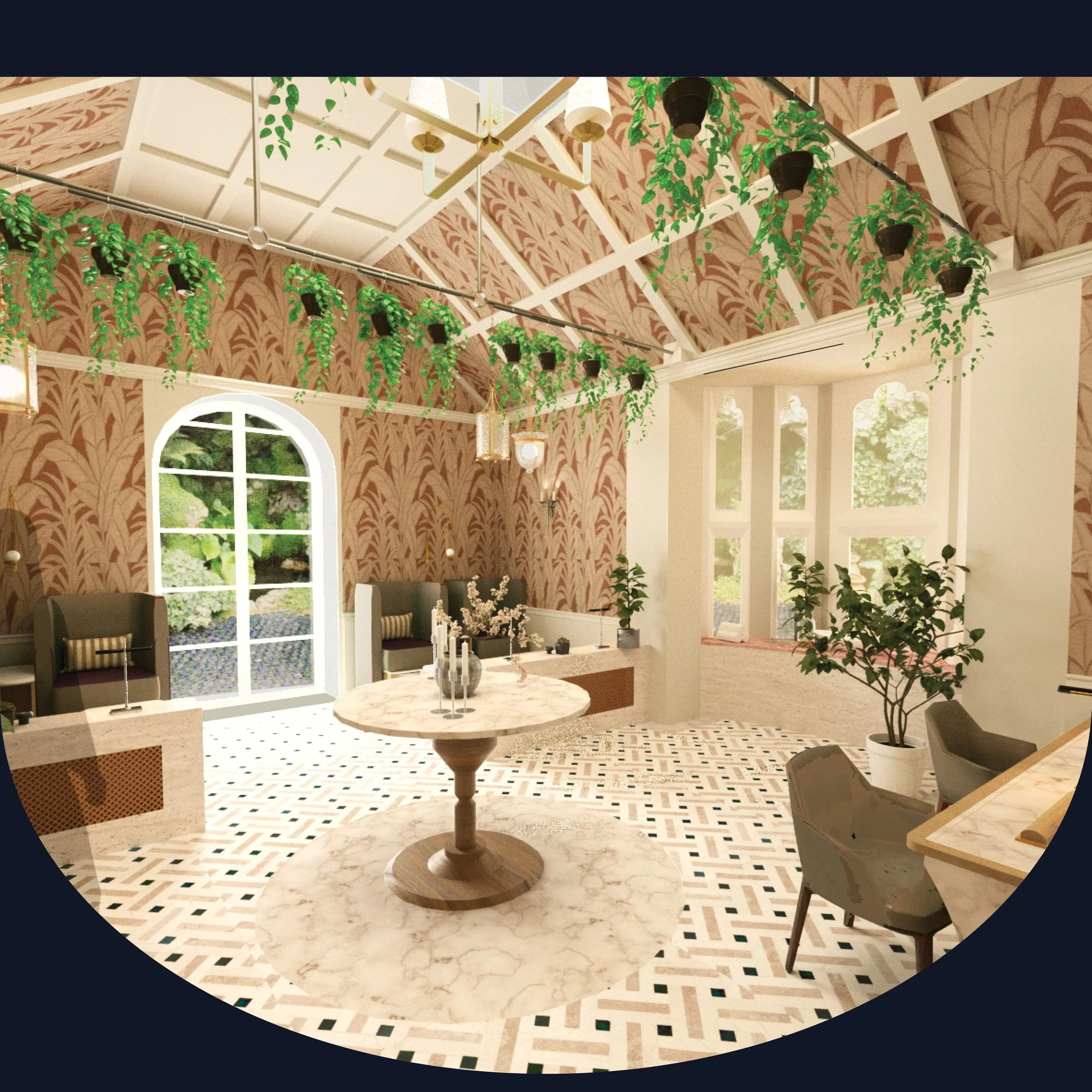 Warren House Hotel - Spa Reception
 
A calm threshold into the building.
The spa reception is shaped around soft light, natural textures and a quiet balance of heritage and contemporary detailing.
A space designed to slow the pace the moment you arri