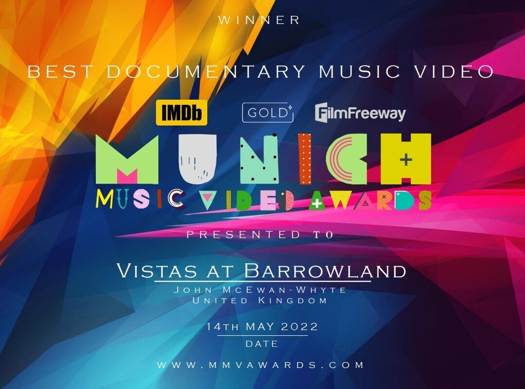 If you haven't had a chance to check out our project &quot;Vistas at Barrowland&quot; We are delighted to announce that it has won the Best Music Video Documentary at the Munich Film Awards!

👀) make sure to put it on your watch-list ASAP!

Availabl