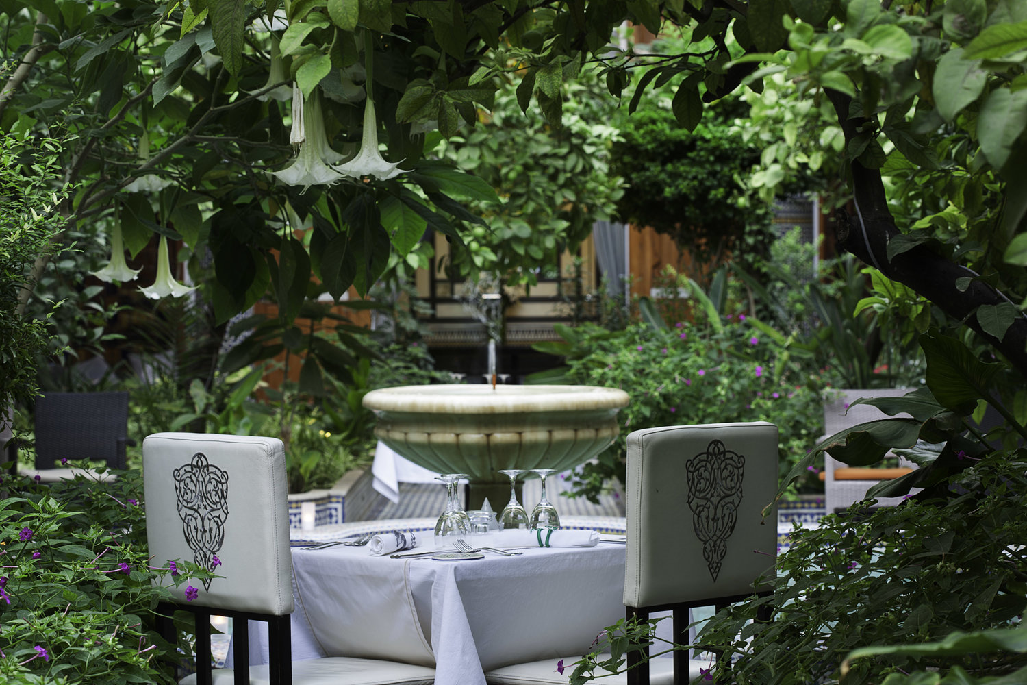 The stylish inner patio, a perfect spot for intimate dining. 