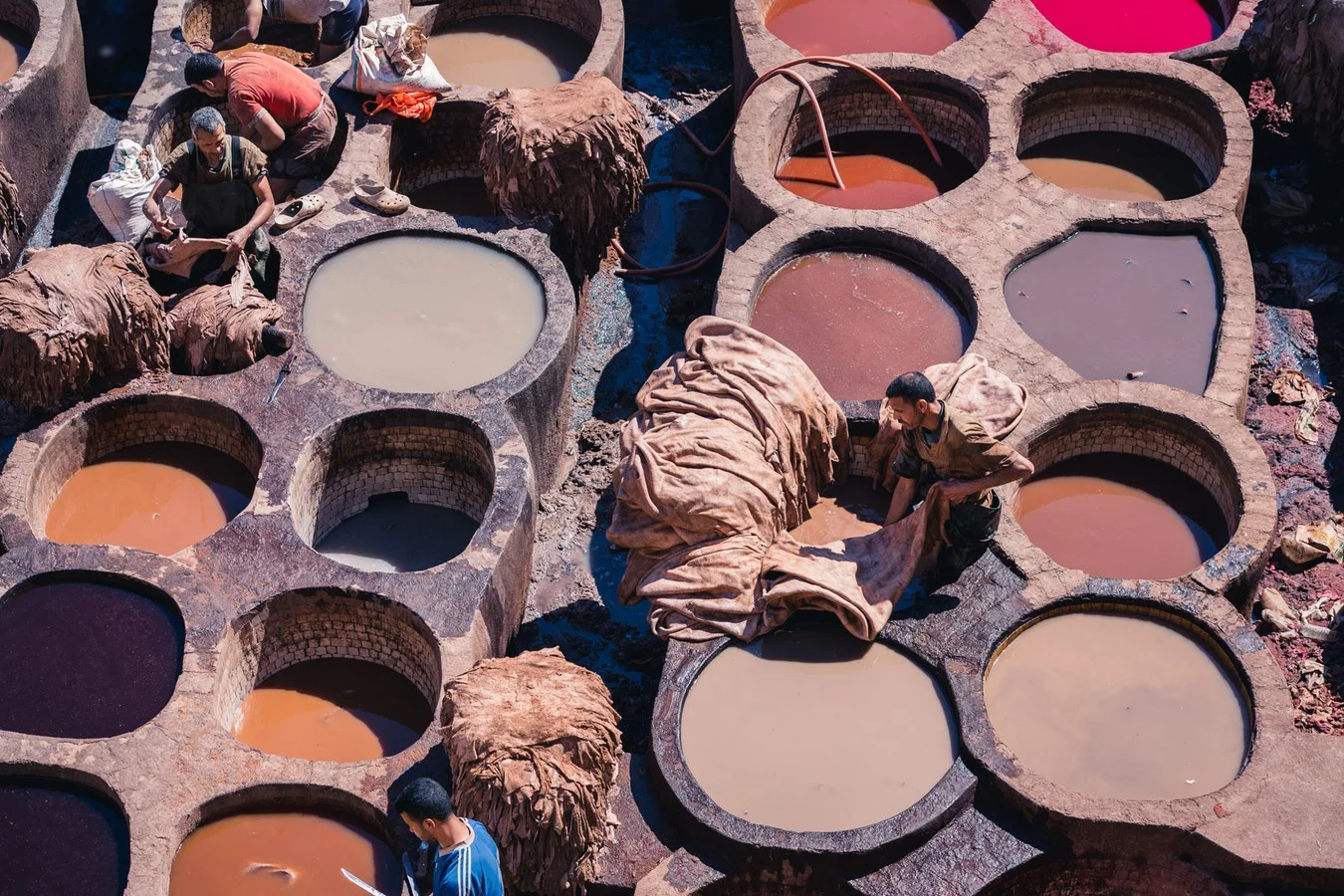 Located in Fes El Bali, the oldest Medina quarter in the city, you can watch the men at work in the Chouara Tannery.