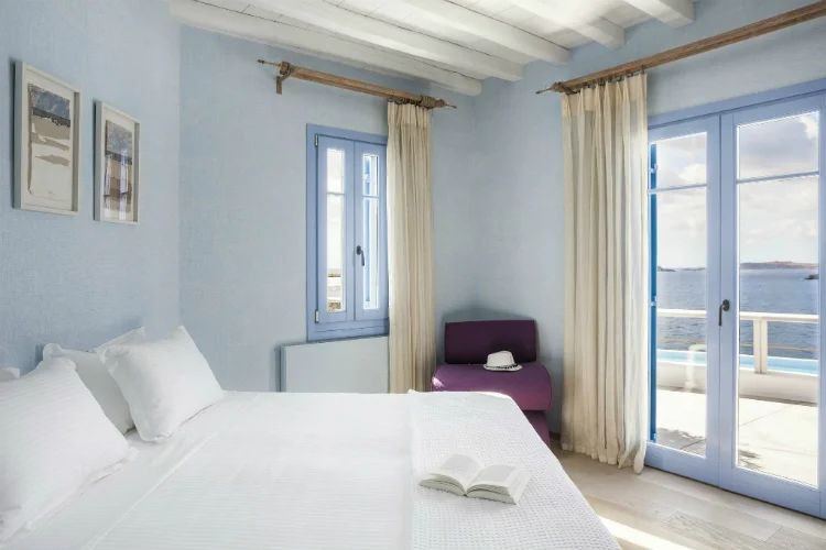 One of the rooms at AGL Luxury Villas in Mykonos.