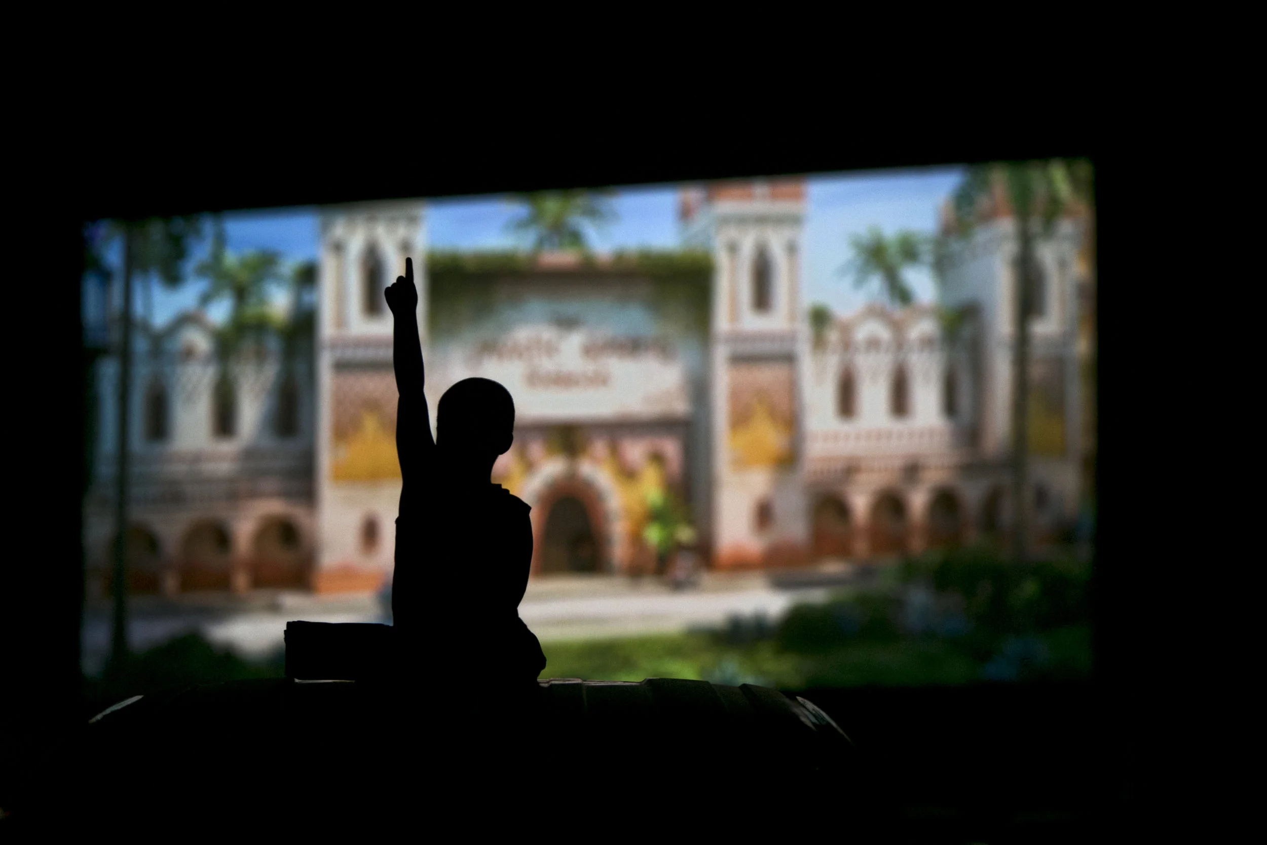   Reezen Cherry of Calhoun, 5, watched “Zootopia” from the top on his family’s truck June 17.  