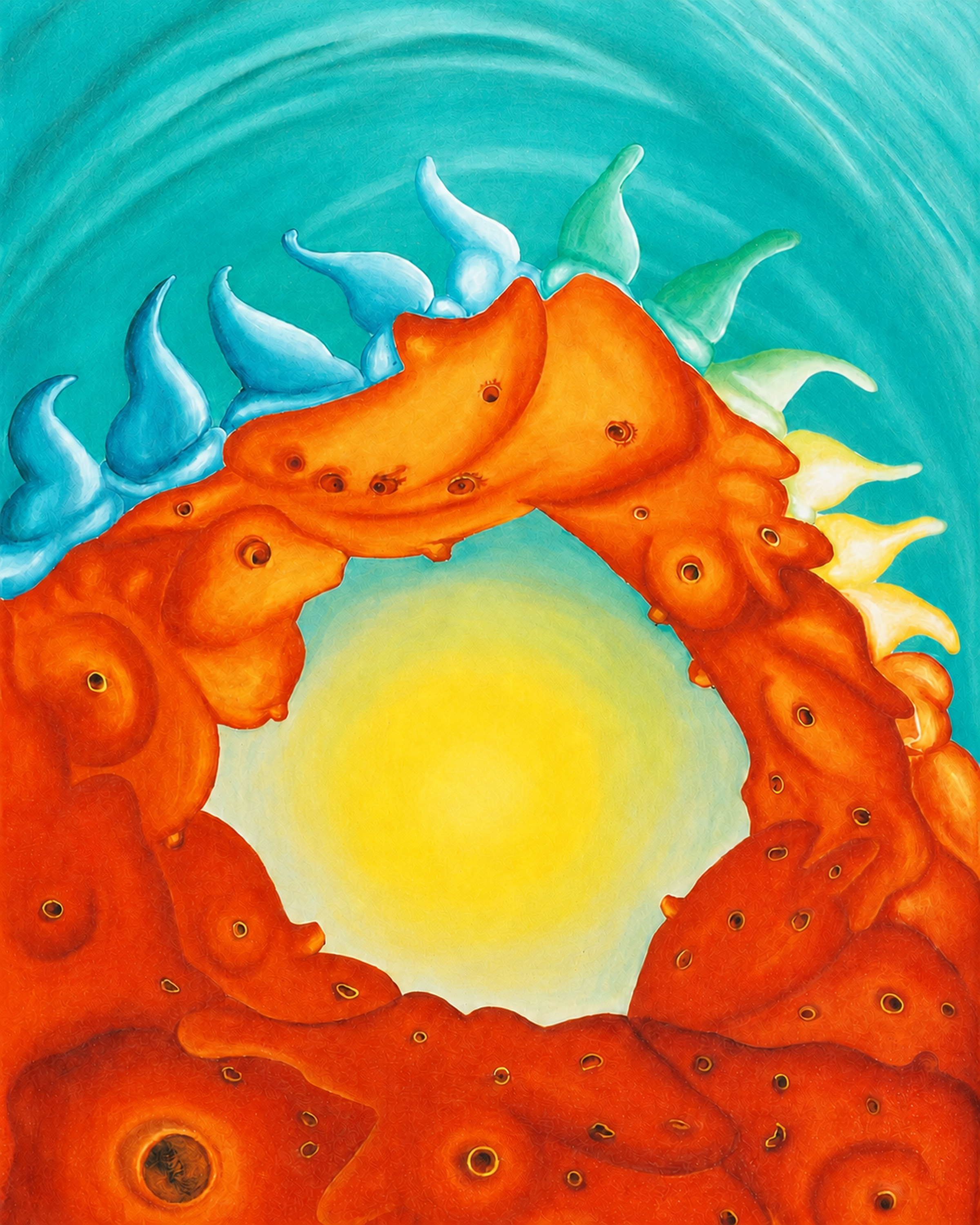 "Red Sponge Embrace"