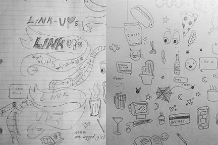 Sketches and planning for Link-Ups posters