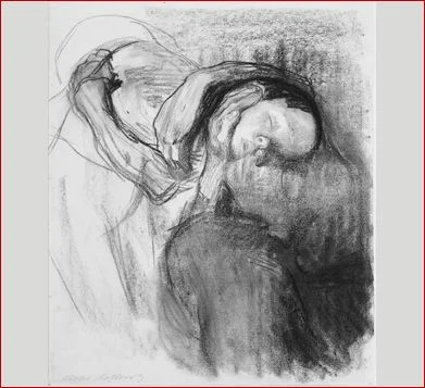 KÄTHE KOLLVITZ Morto, Mulher e Criança, 1910 Desenho