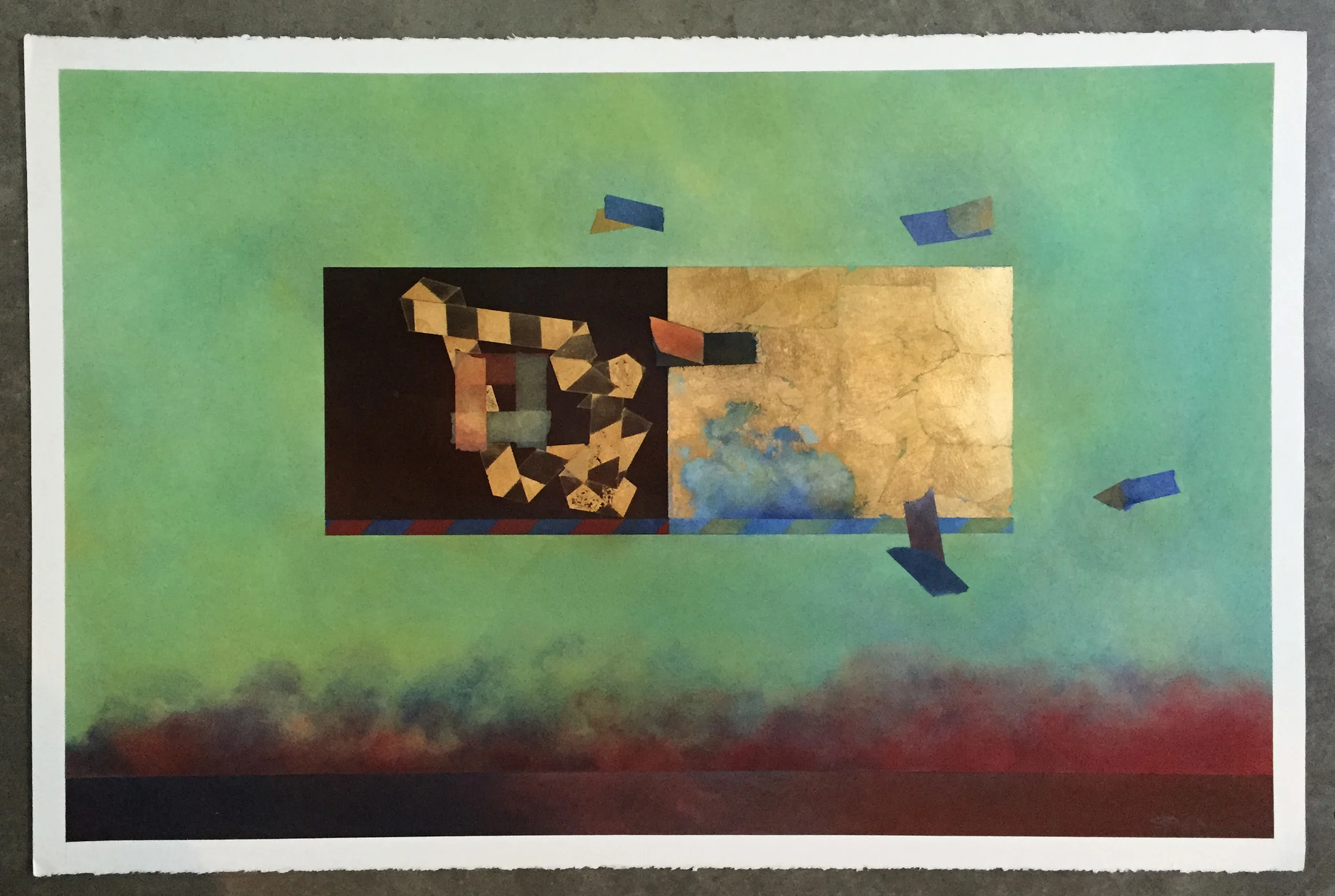   Square Series #21   26"x 40"&nbsp; Pastel and foil on paper 