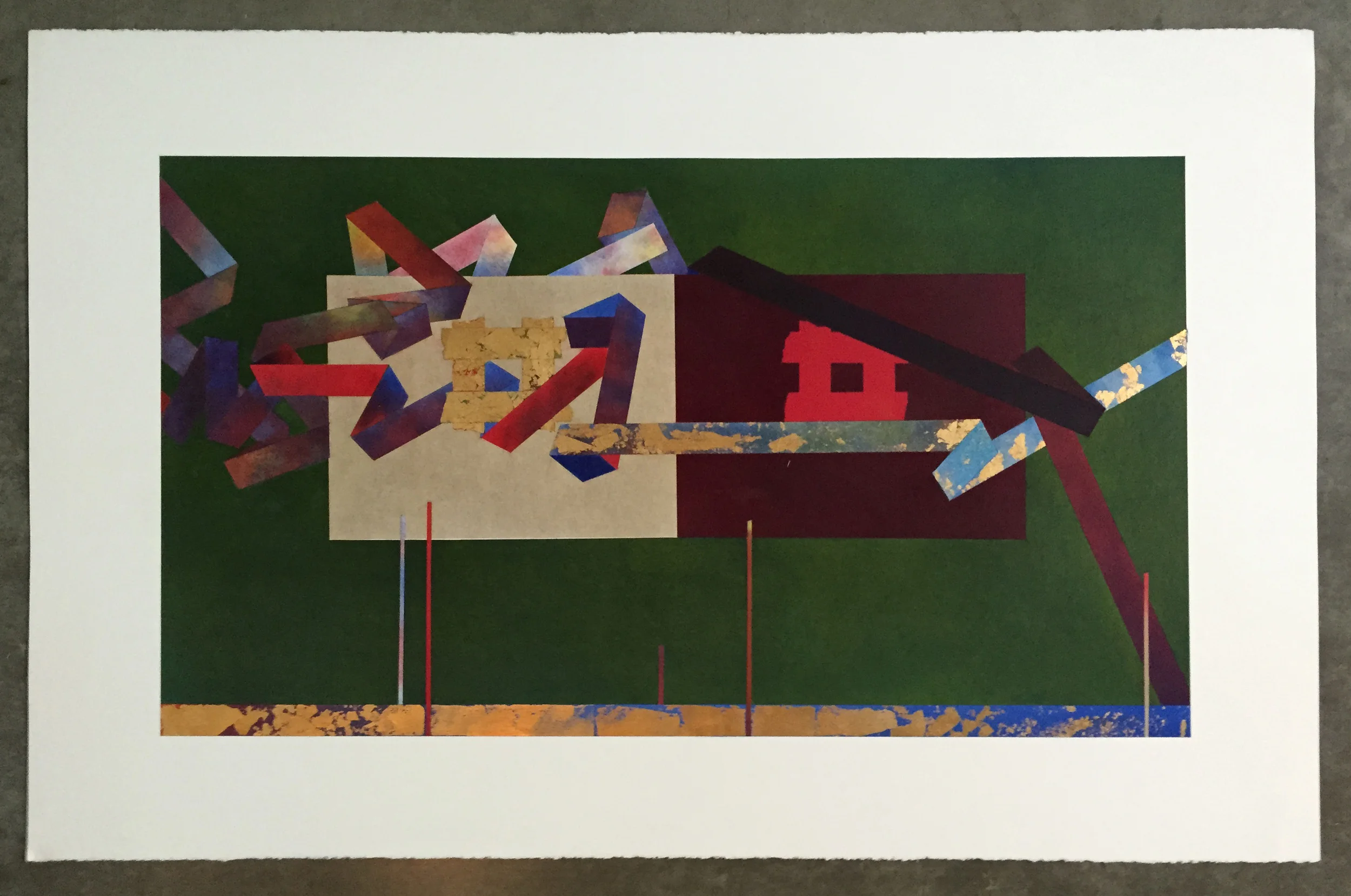   Square Series #20  26" x 40" Pastel and foil on paper 